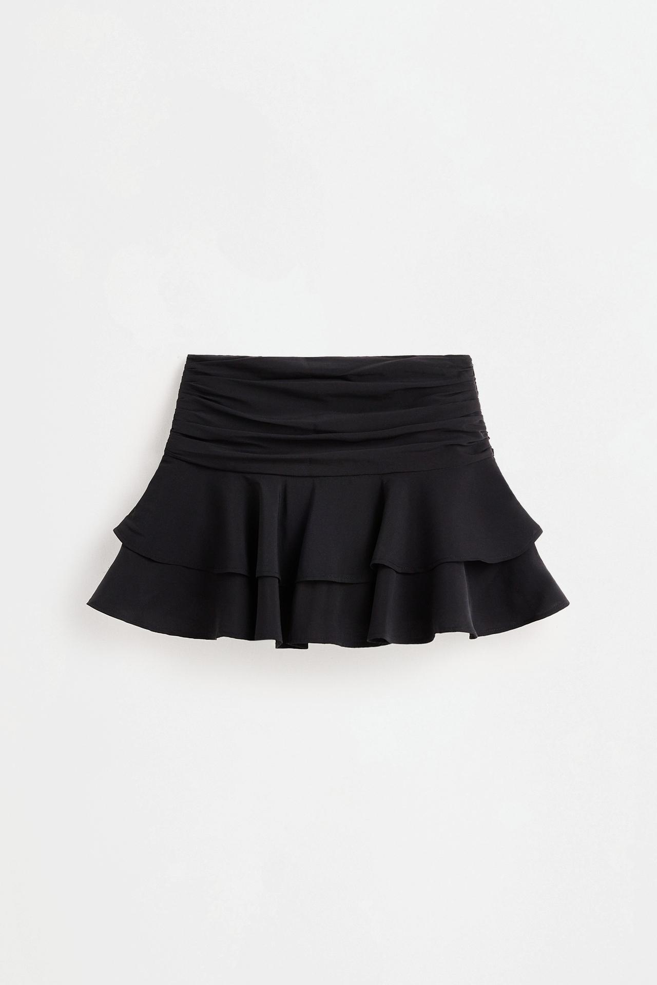 Soft ruffle short skirt — BLACK