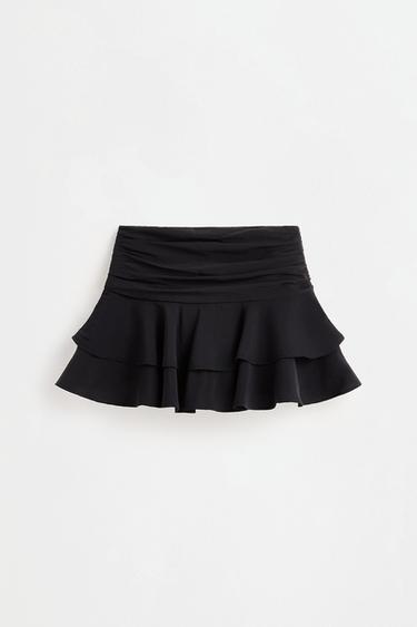 Soft ruffle short skirt — BLACK 6
