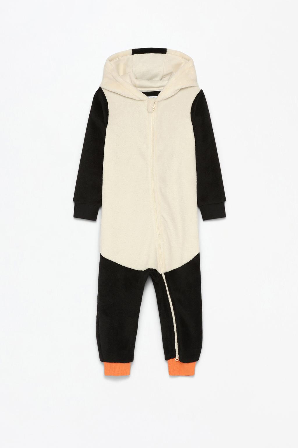 Faux fur penguin sleepsuit