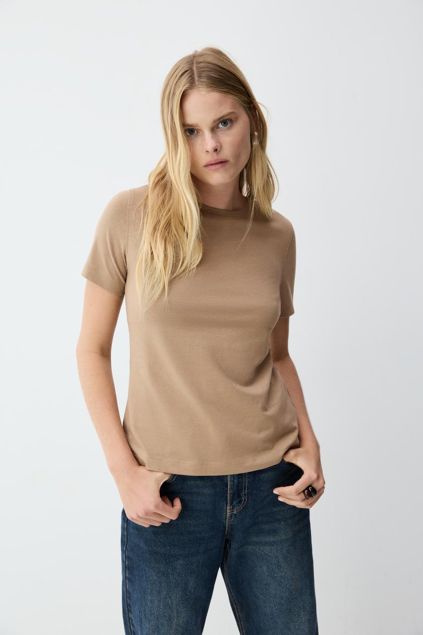 Lefties Camisetas Lisas Mujer Camiseta Slim Fit Camisas Lisas