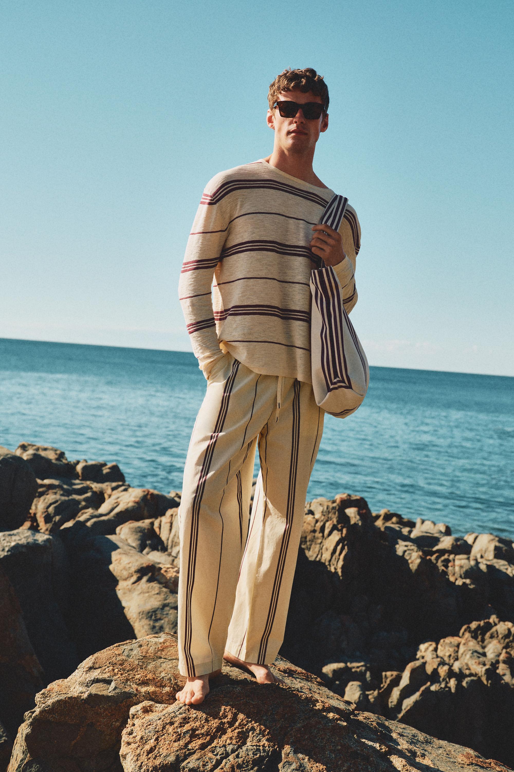 Men's | Beige stripe joggers — OFF WHITE