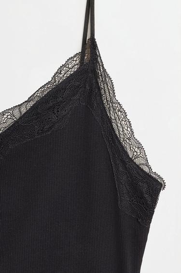 Ribbed lace camisole — BLACK 7