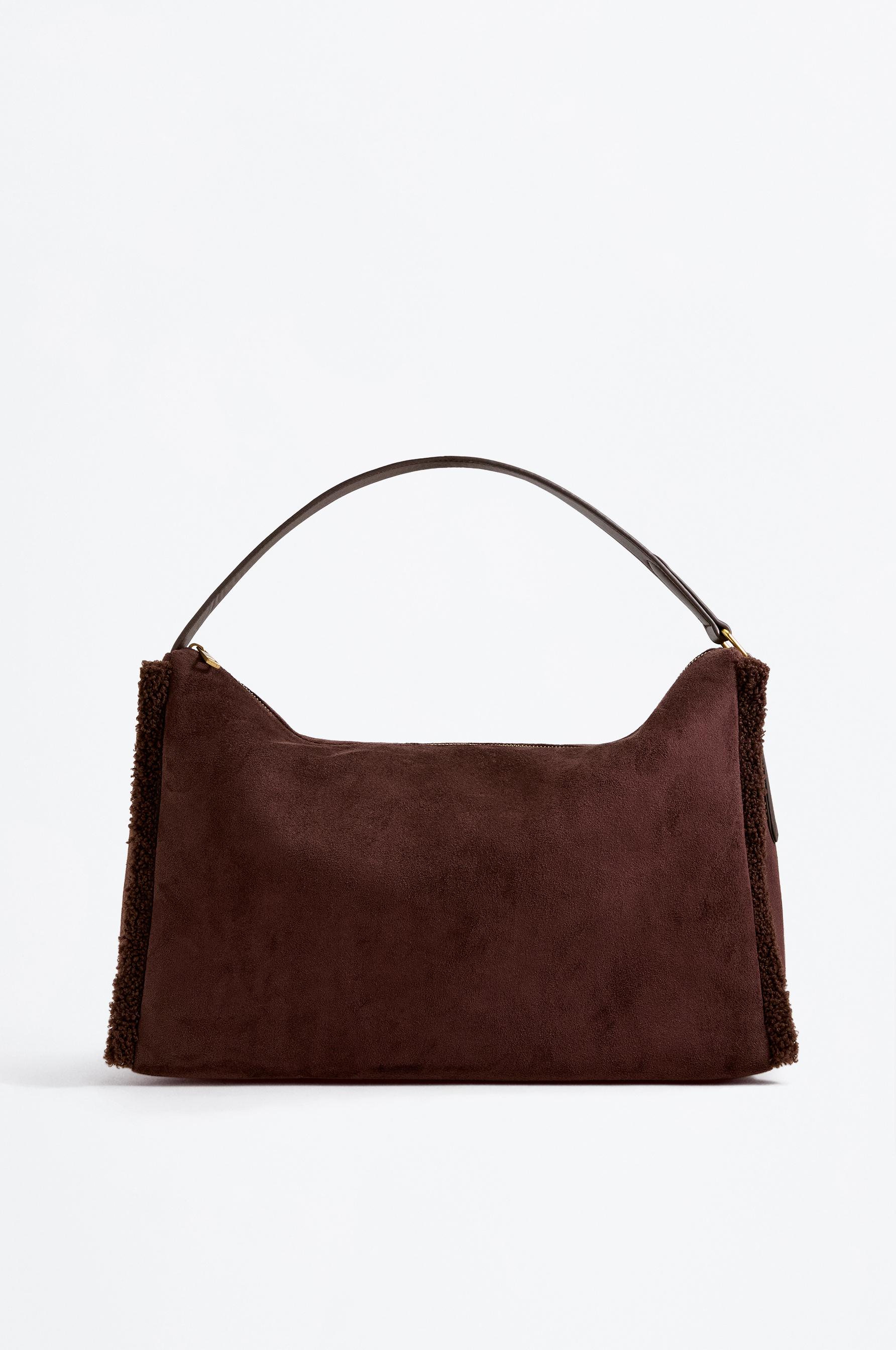 Bolso de hombro efecto suede borrego