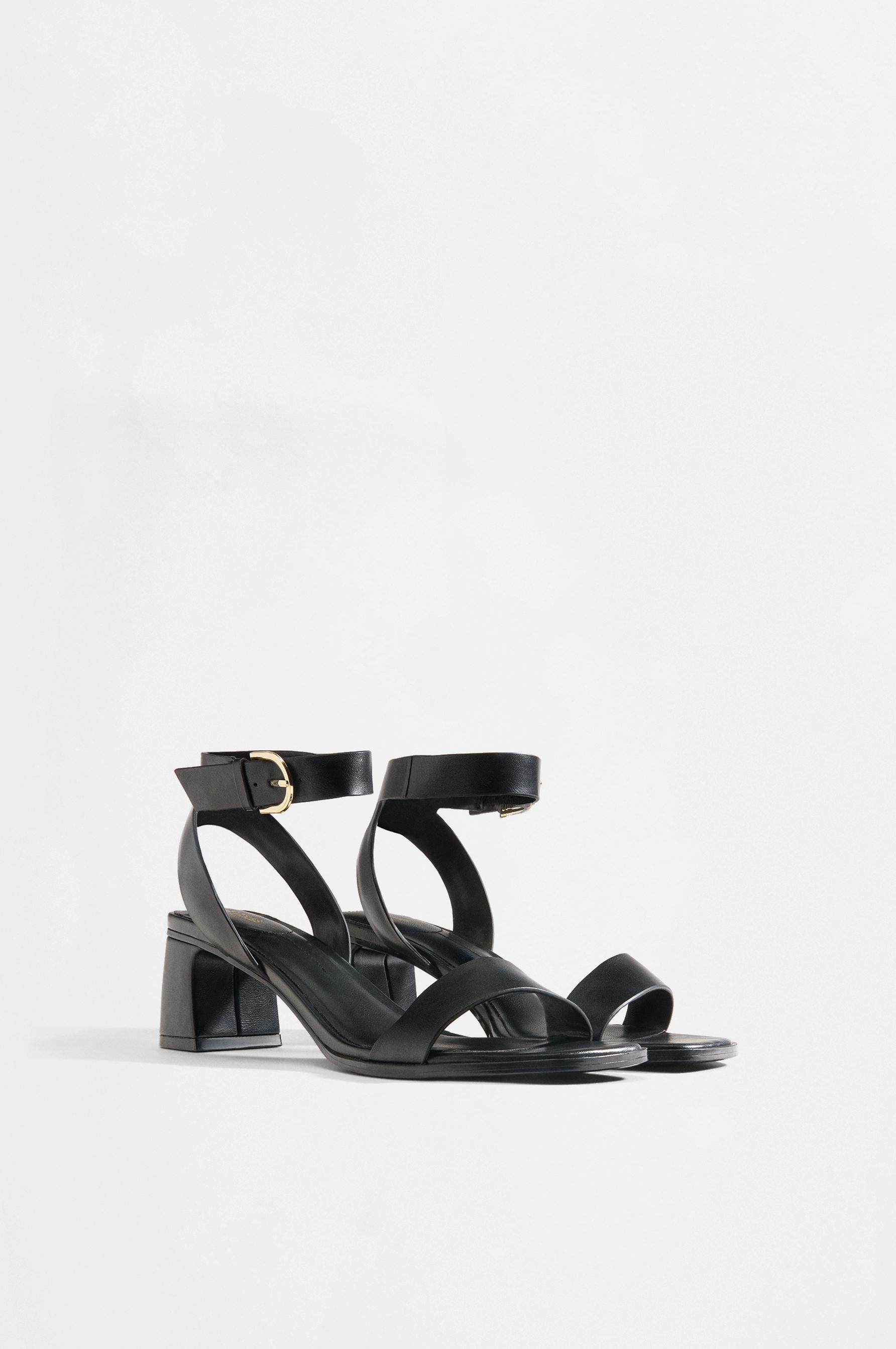 Ankle strap heeled sandals — BLACK
