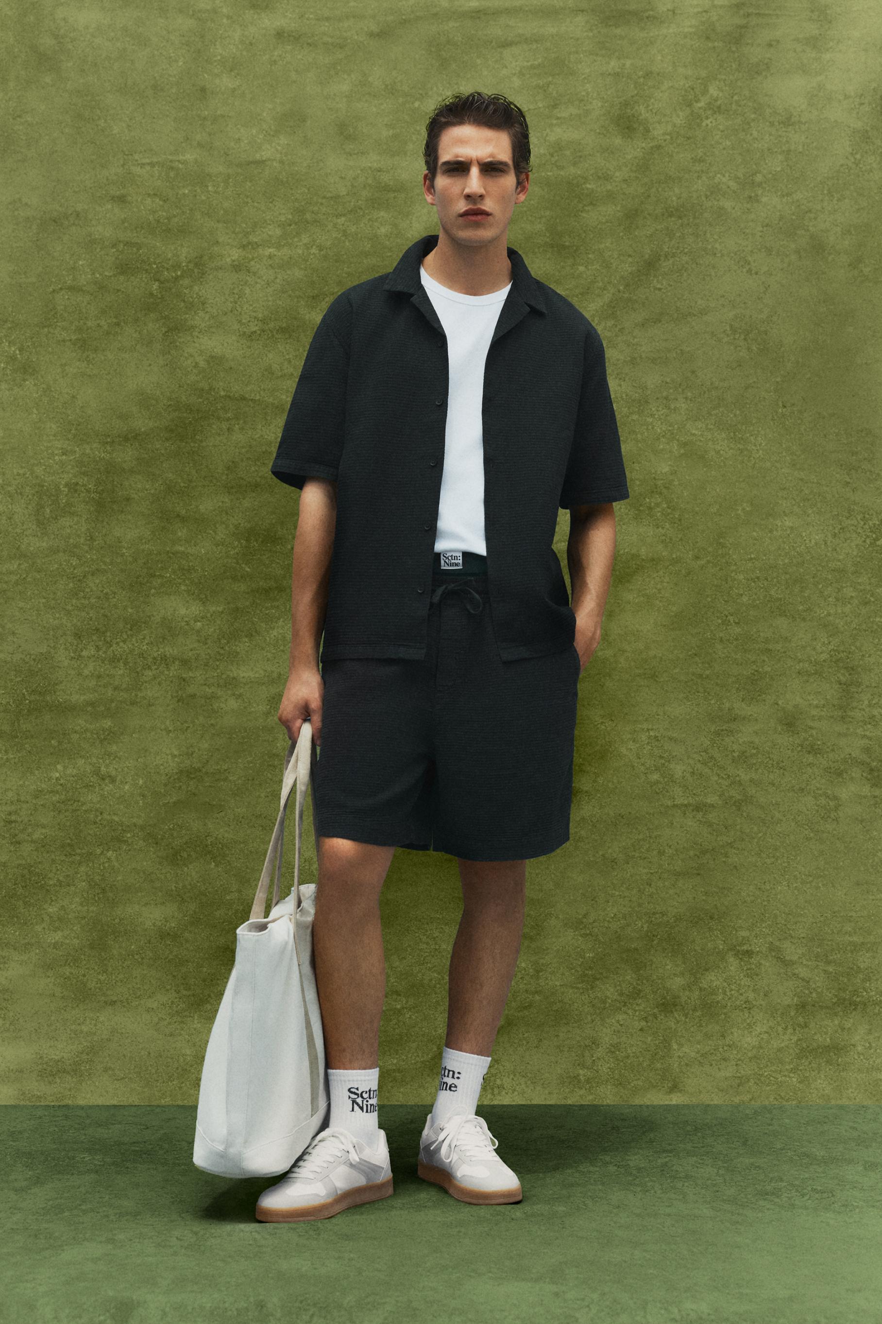 Waffle-knit relaxed fit shirt — GREEN