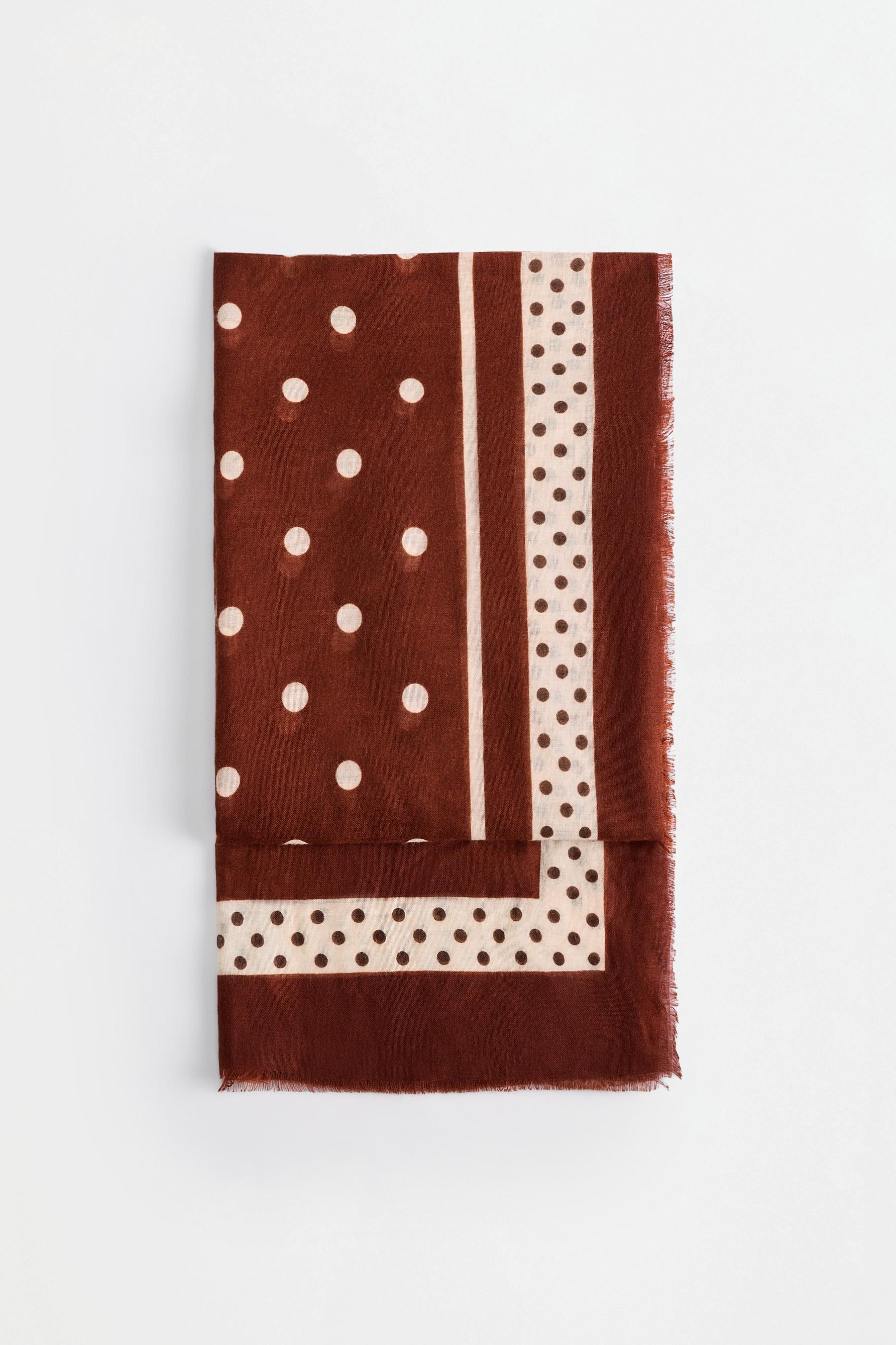 Printed rectangular scarf — BROWN