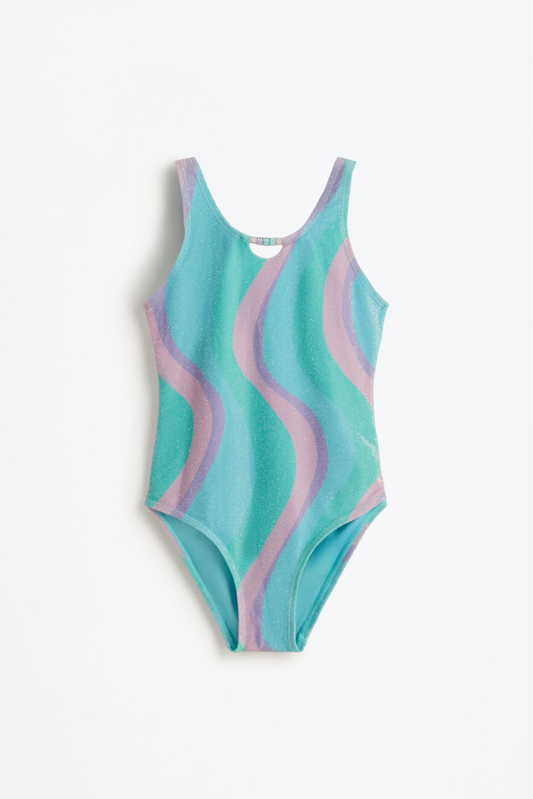 Shiny swimsuit with beads — BLUE TONES