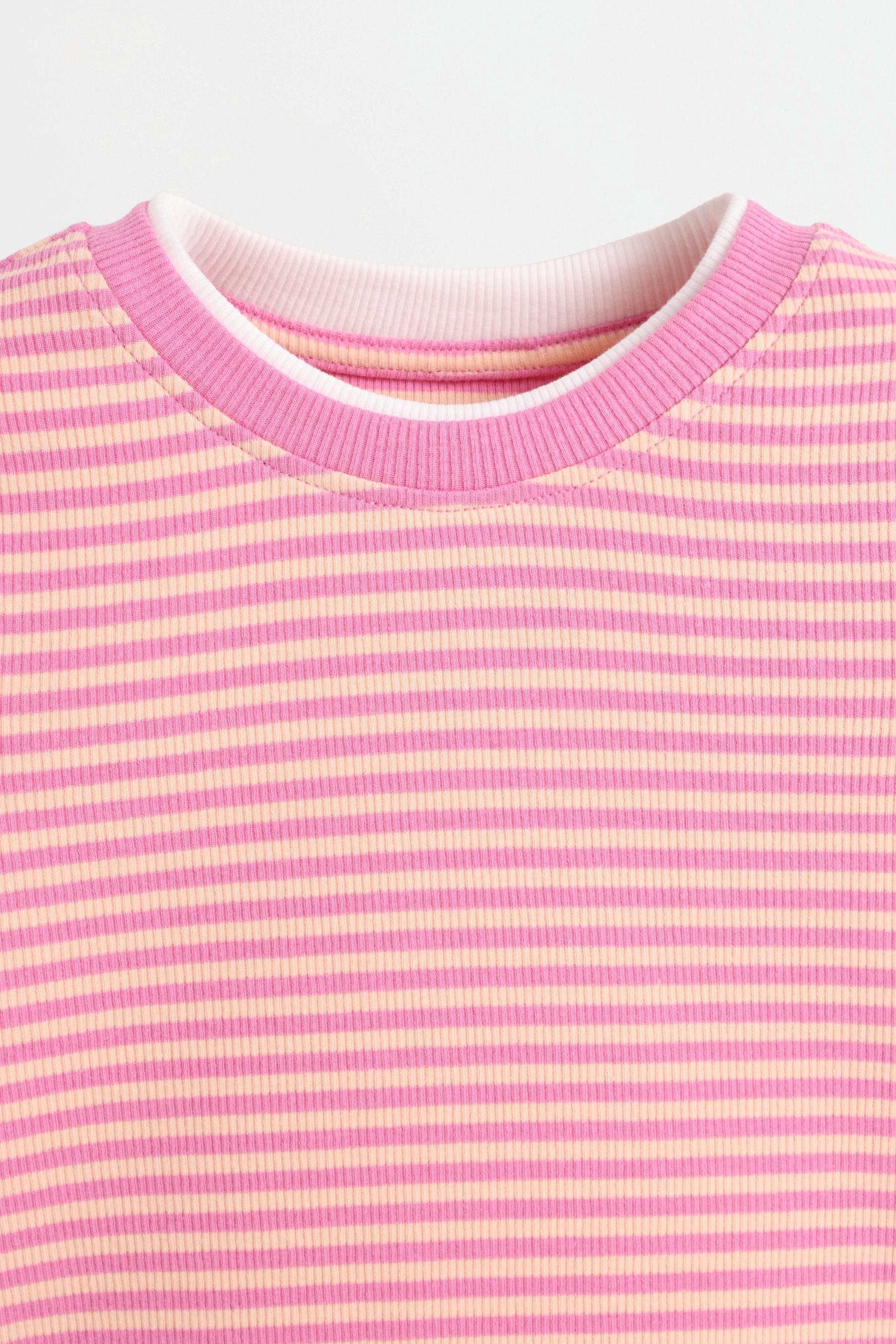 Double-effect ribbed T-shirt — STRAWBERRY