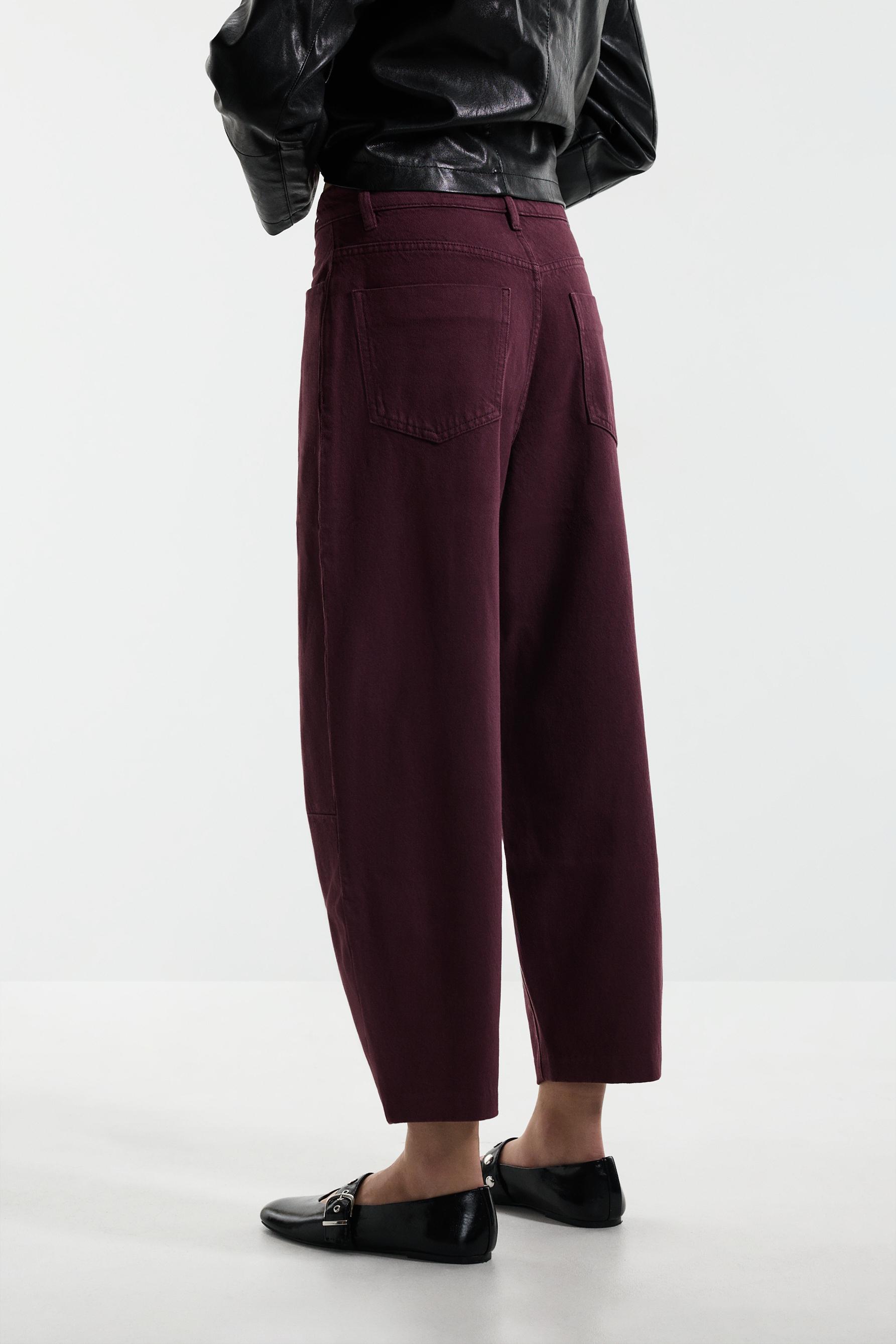 Ankle-length tapered jeans — WINE