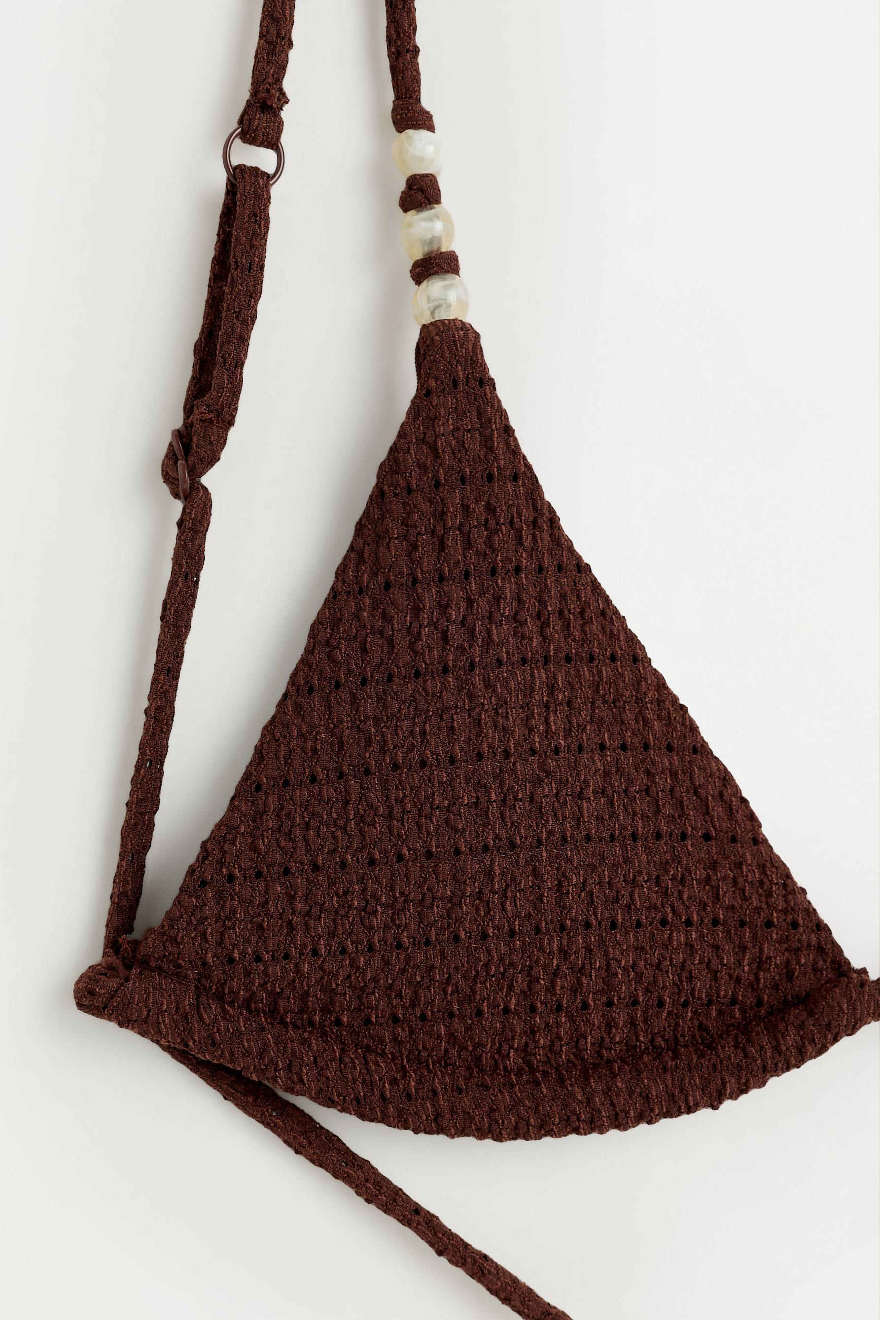 Beaded bikini top — BROWN