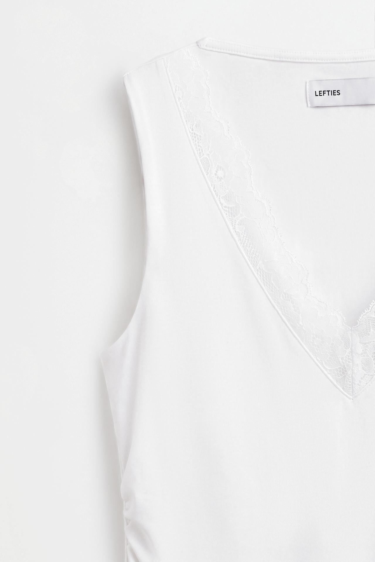 Lace V-neck bodysuit — WHITE