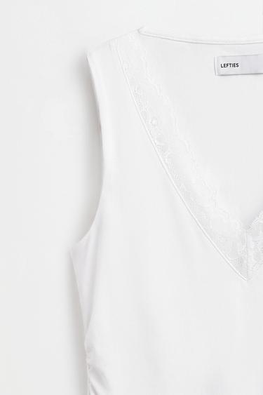 Lace V-neck bodysuit — WHITE 7