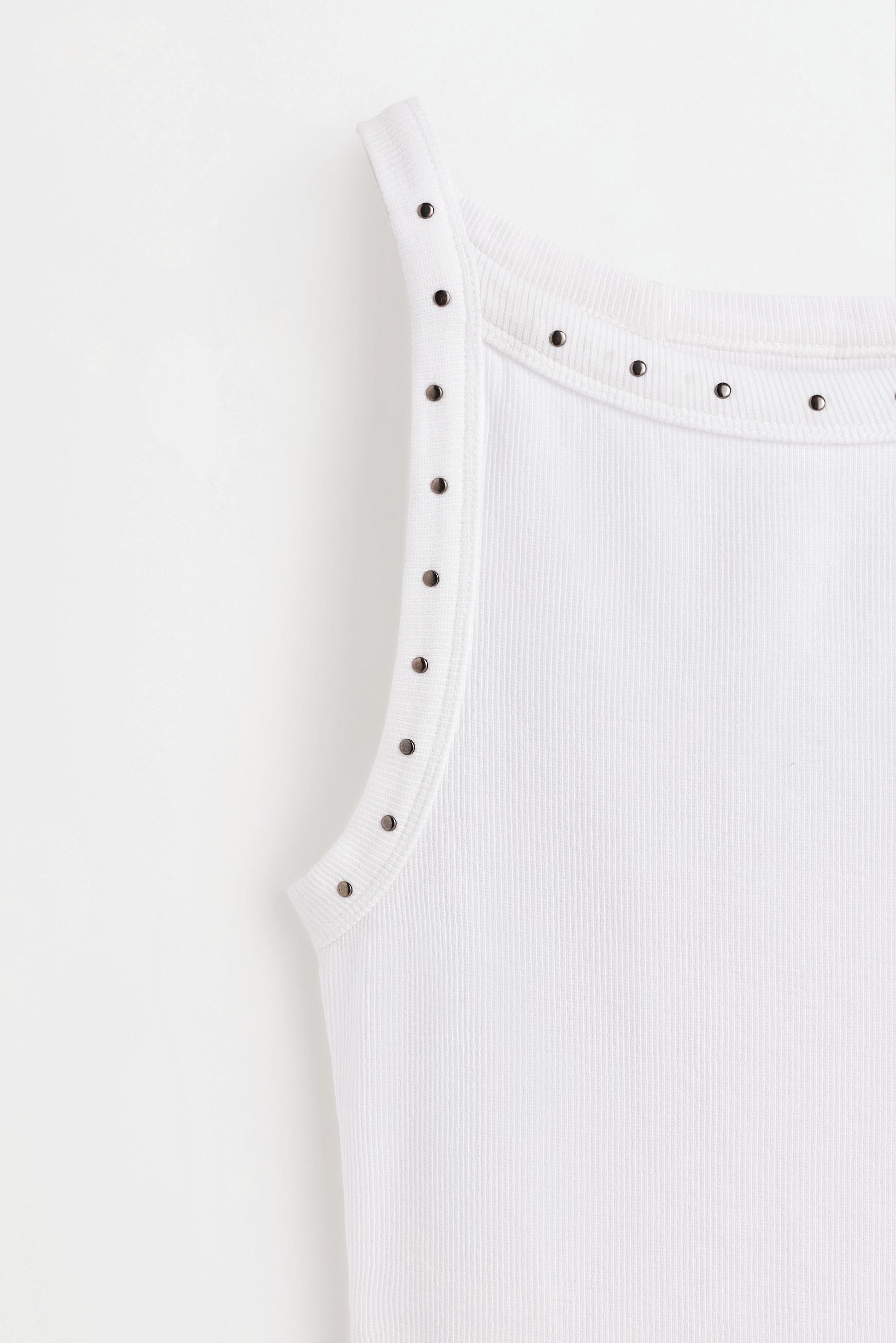 Ribbed top with studs — OFF WHITE