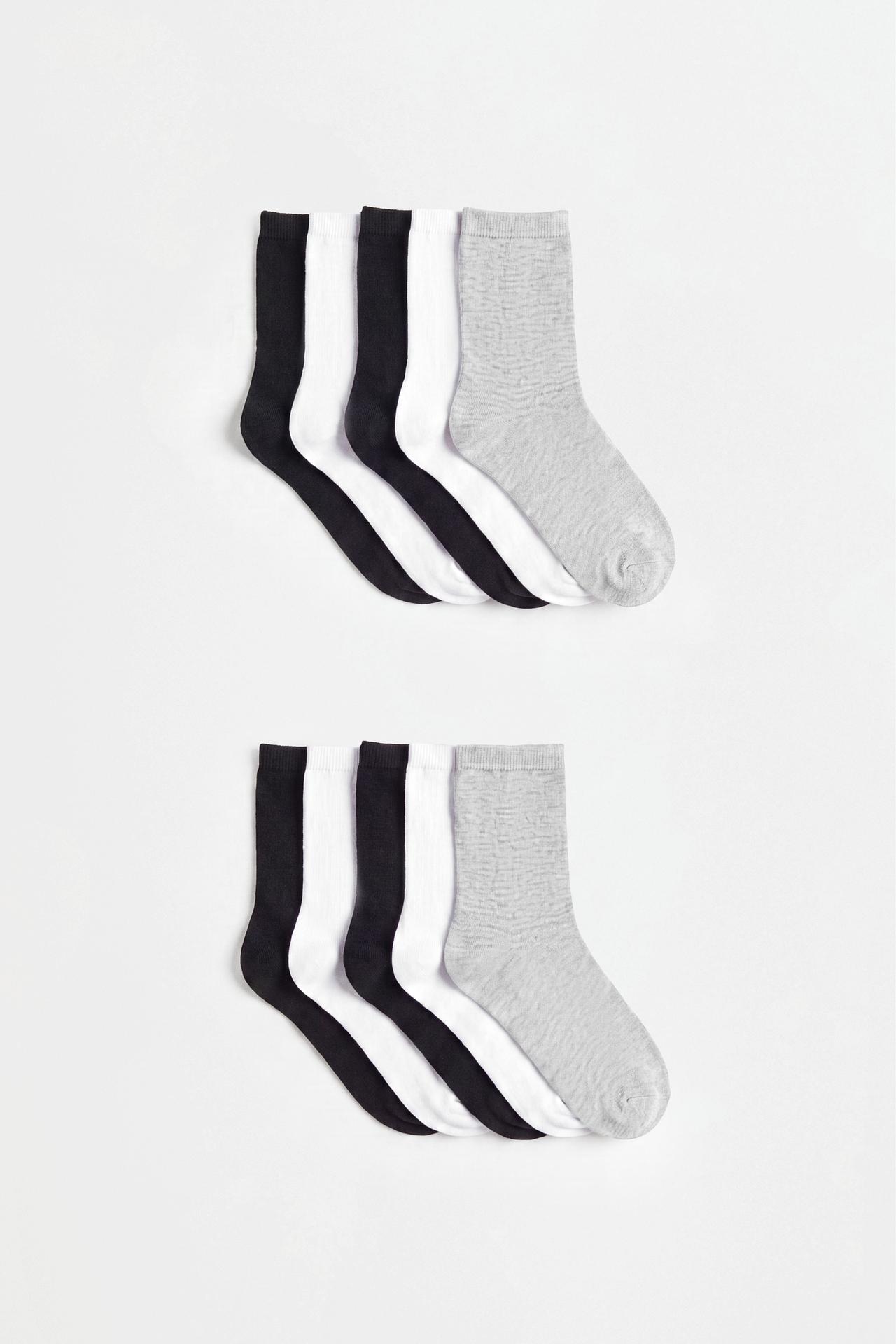 Plain Short Socks (10-Pack) — WHITE/GREY