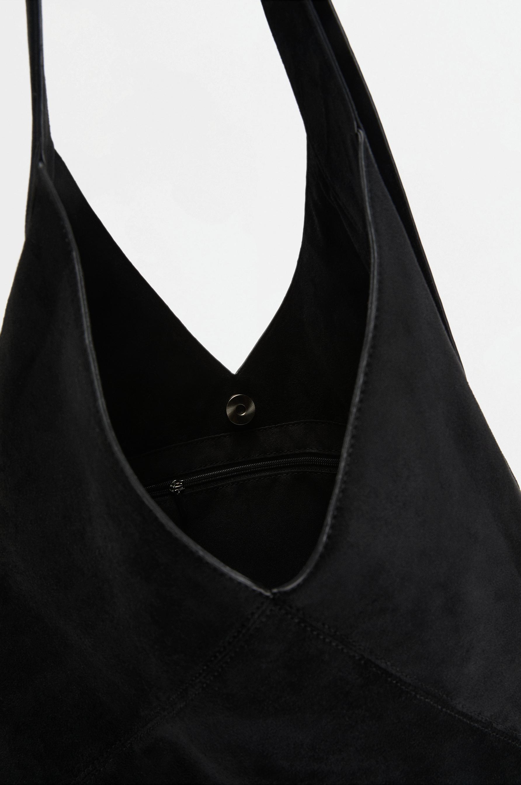 Faux suede shopper bag — BLACK