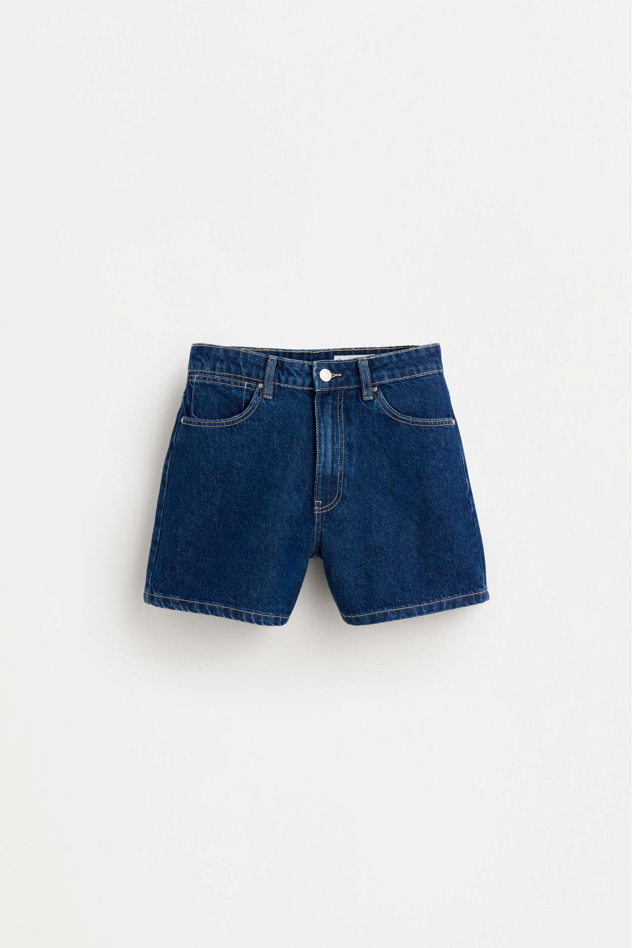 Basic mom fit denim shorts — DARK INDIGO