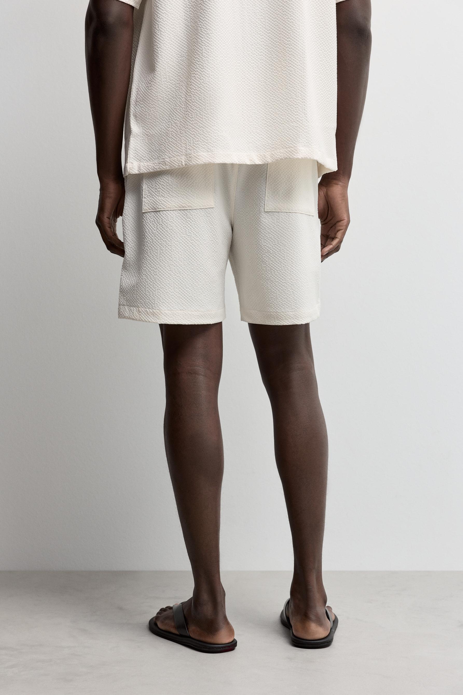 Seersucker Bermuda shorts — OFF WHITE