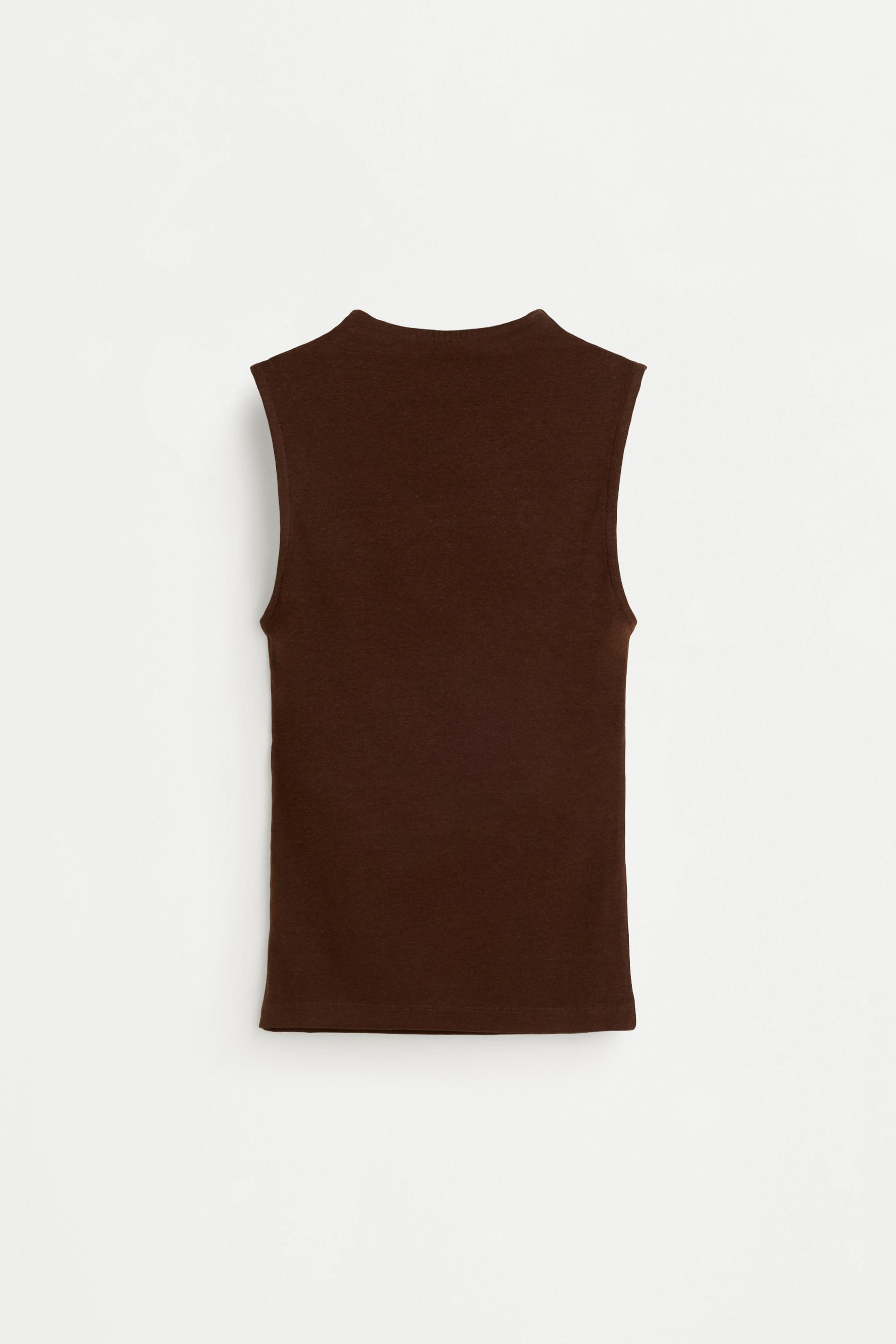 Mock neck top — BROWN