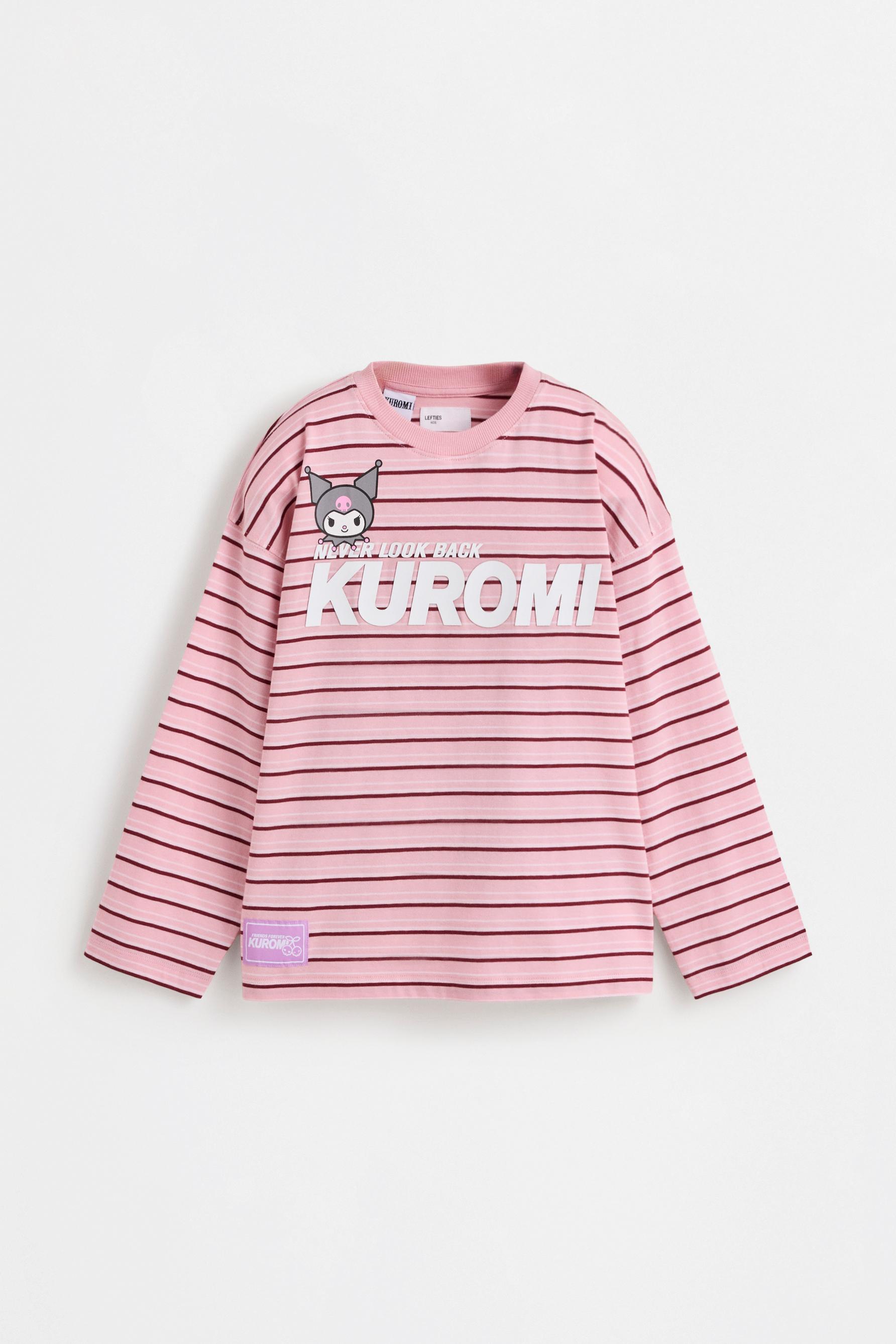 Kuromi ©SANRIO striped T-shirt — PINK