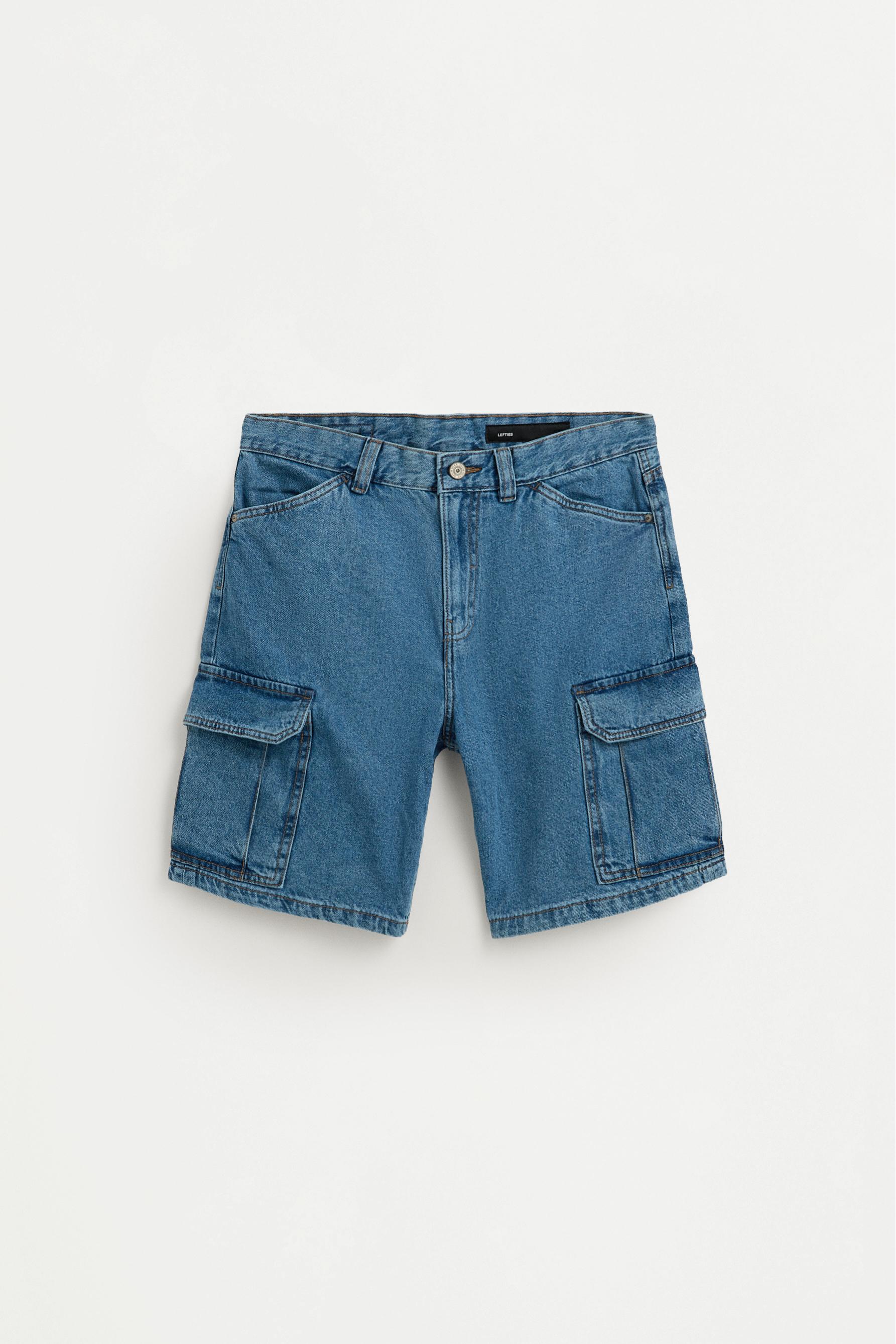 Denim cargo Bermuda shorts — INDIGO