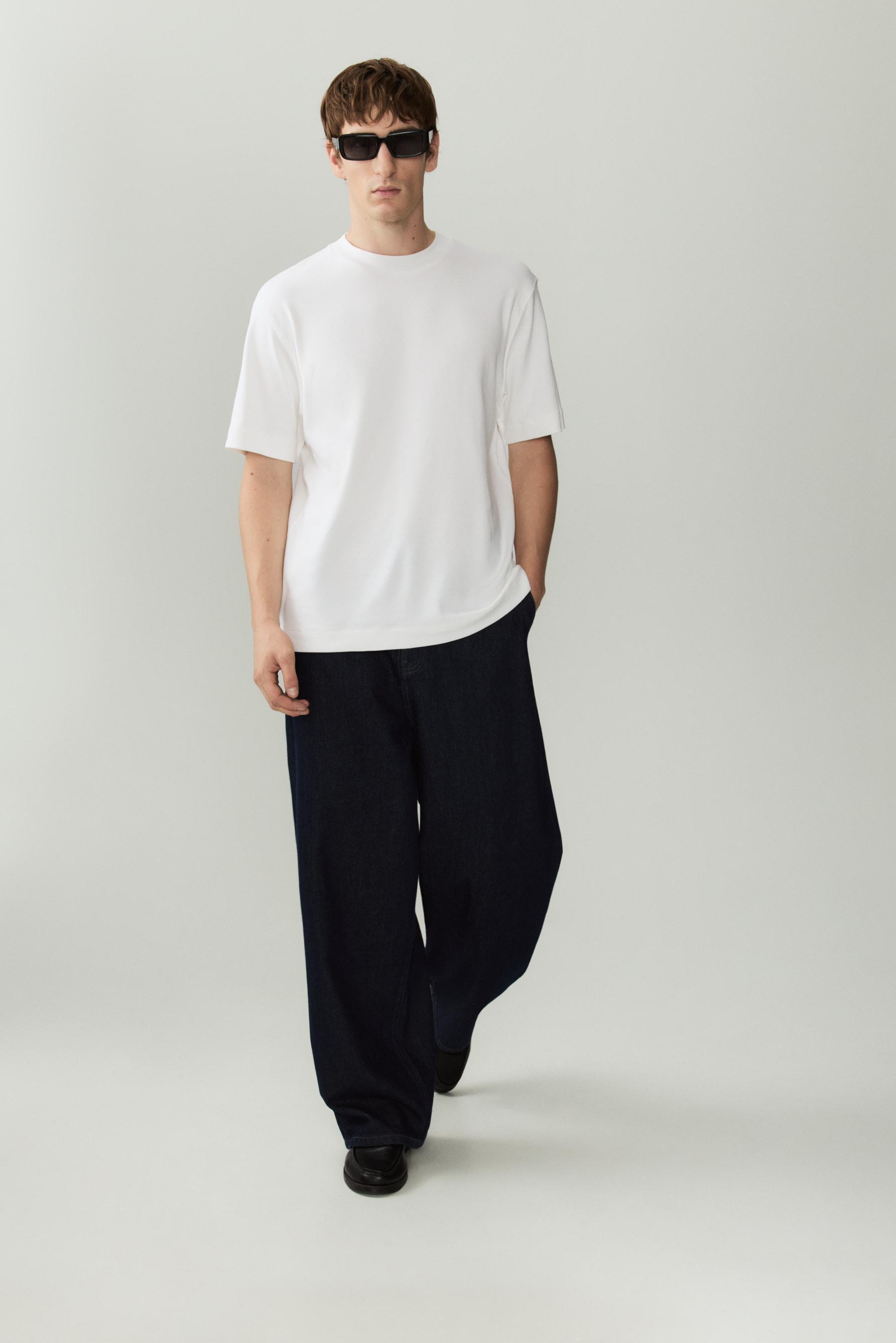 Mock neck interlock T-shirt — OFF WHITE