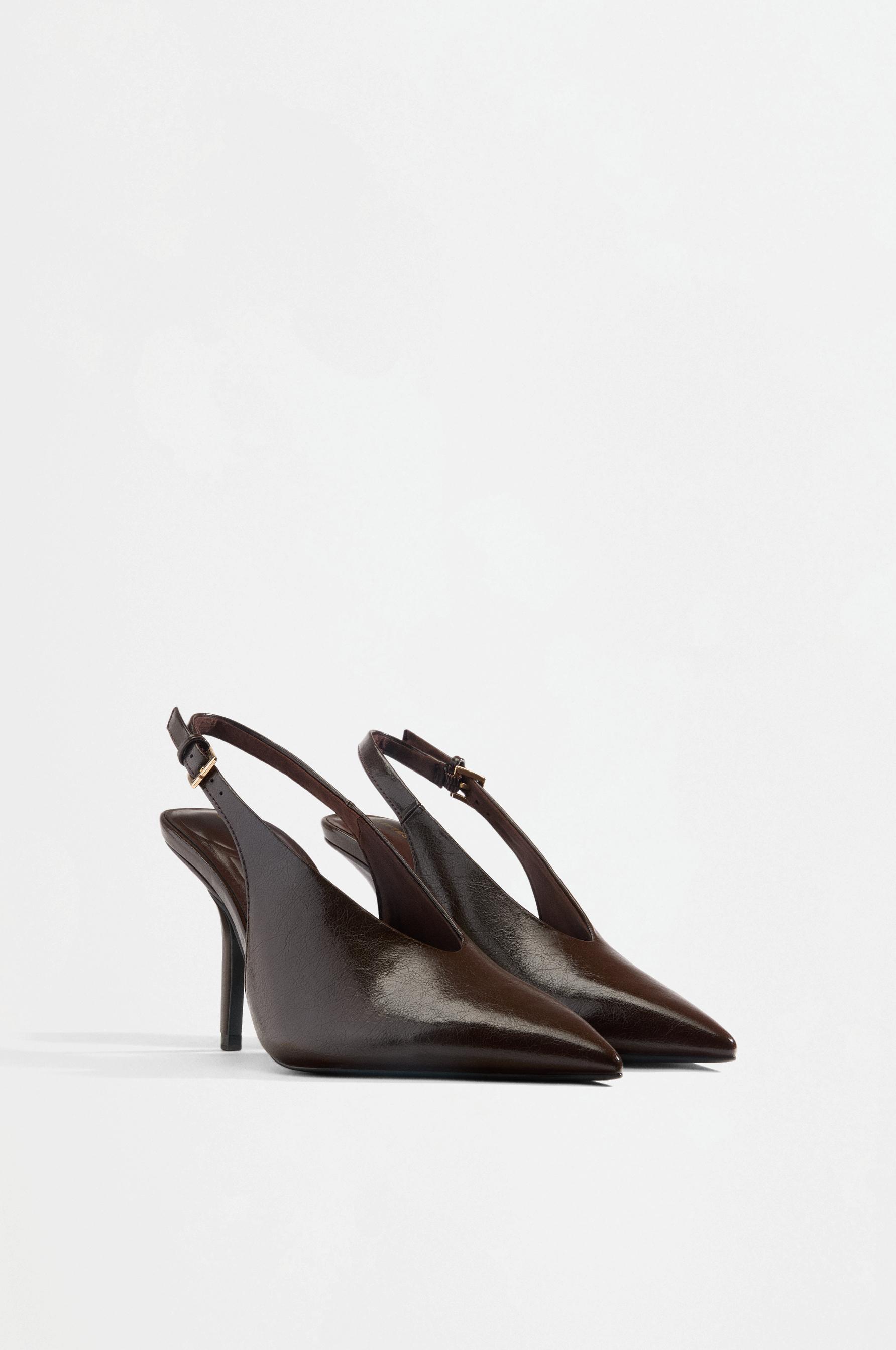 Slingback heel shoes — BROWN