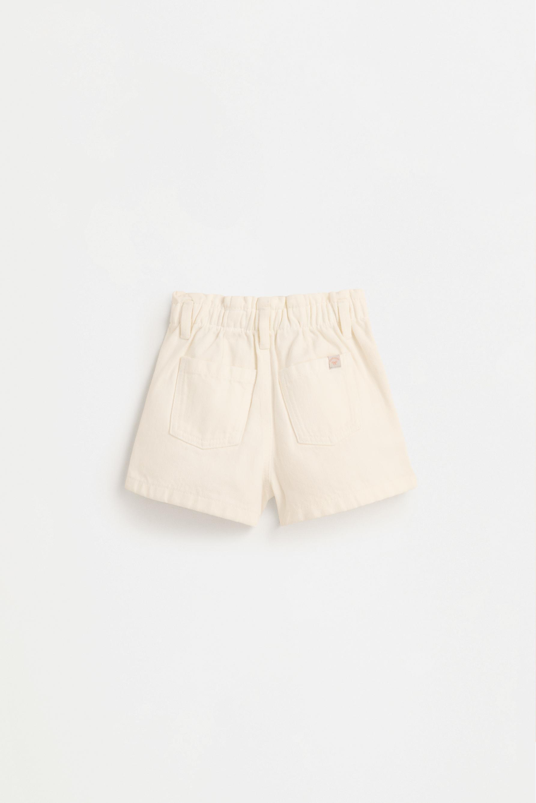Denim paperbag shorts — WHITE
