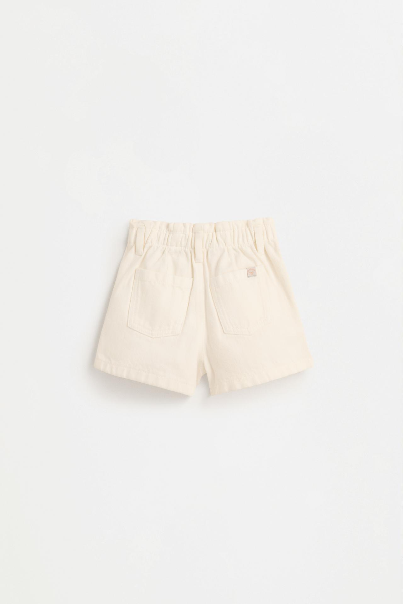 Denim paperbag shorts — WHITE