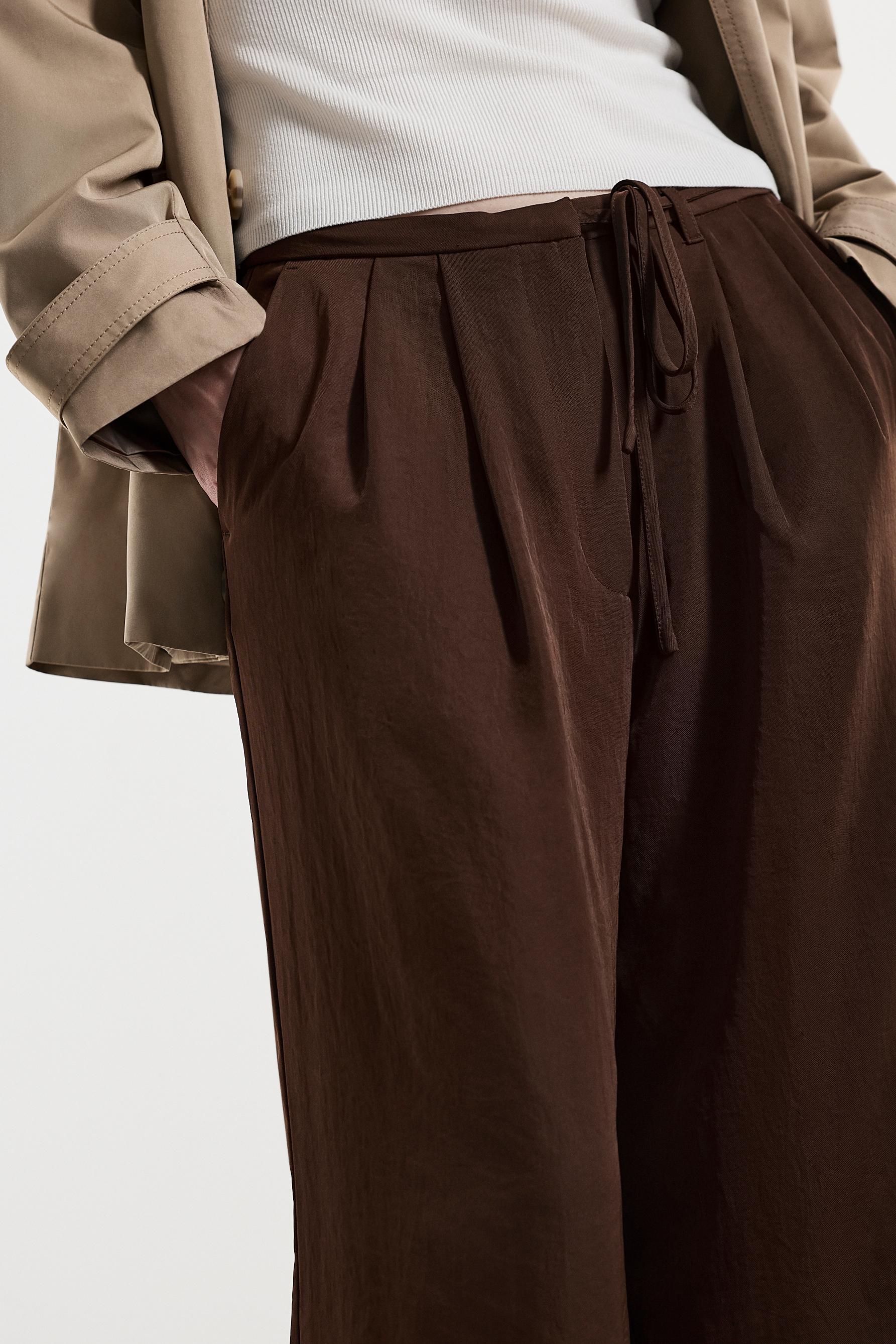 Satin wide-leg trousers — BROWN