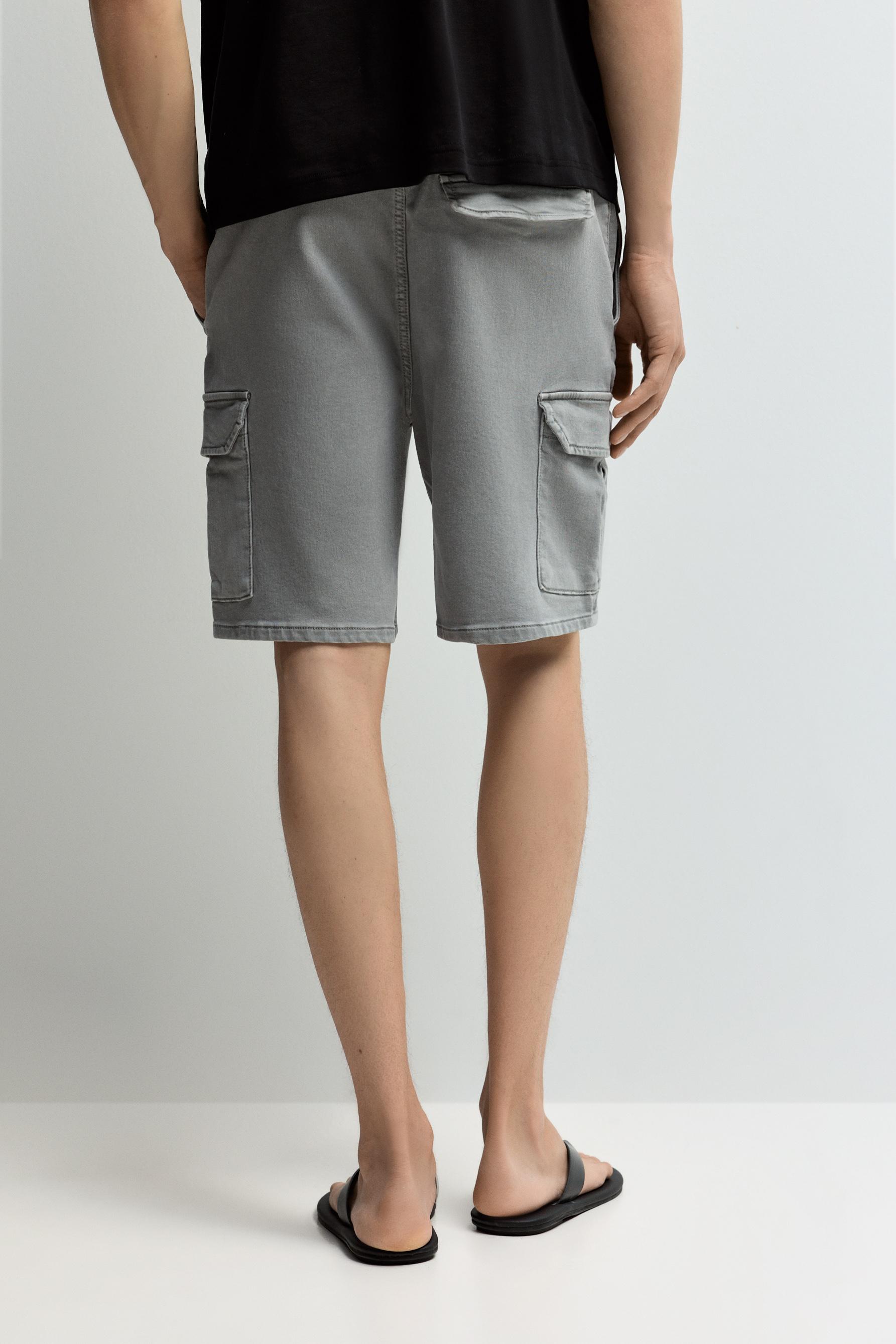 Denim cargo jogger Bermuda shorts — MEDIUM GREY