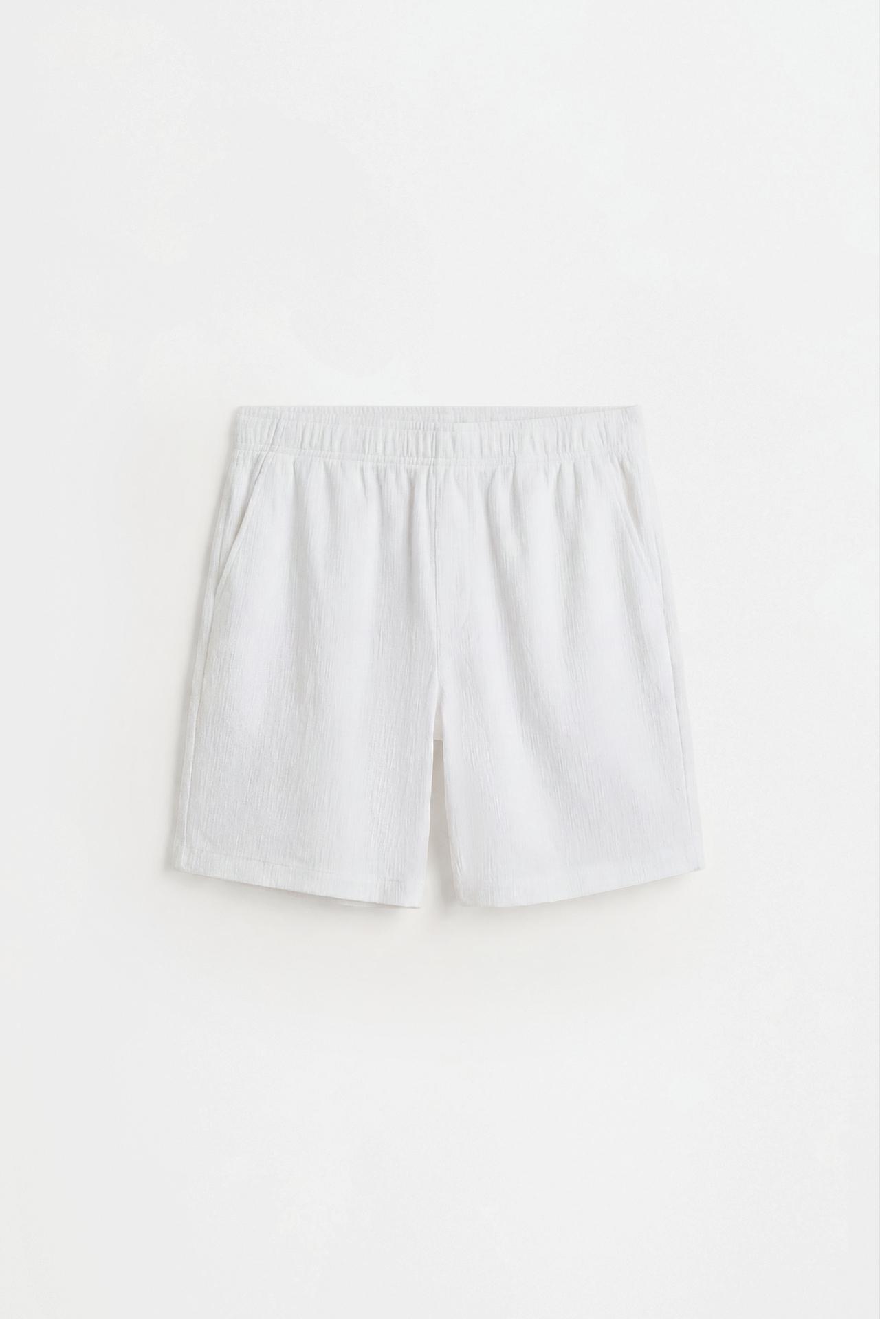 Rustic textured Bermuda shorts — OFF WHITE