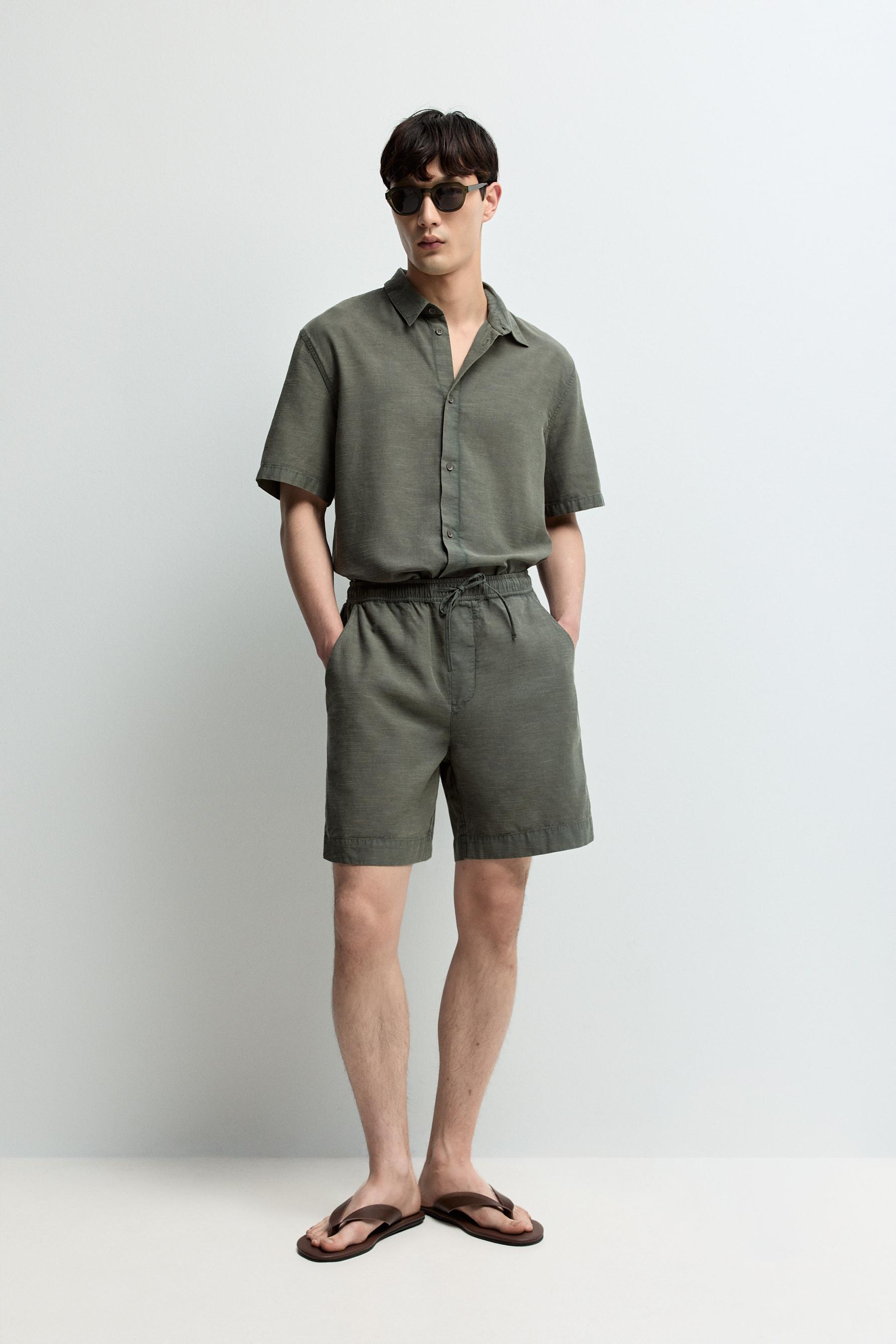 Faded-effect texture shirt — GREEN