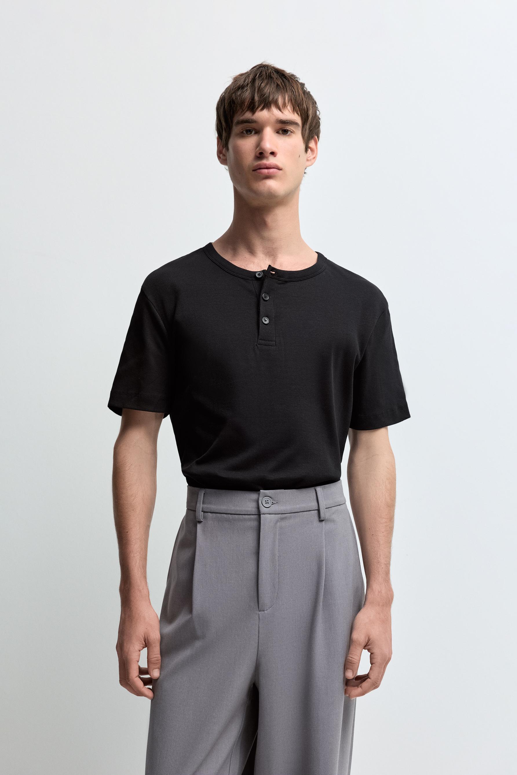 Henley T-shirt — BLACK
