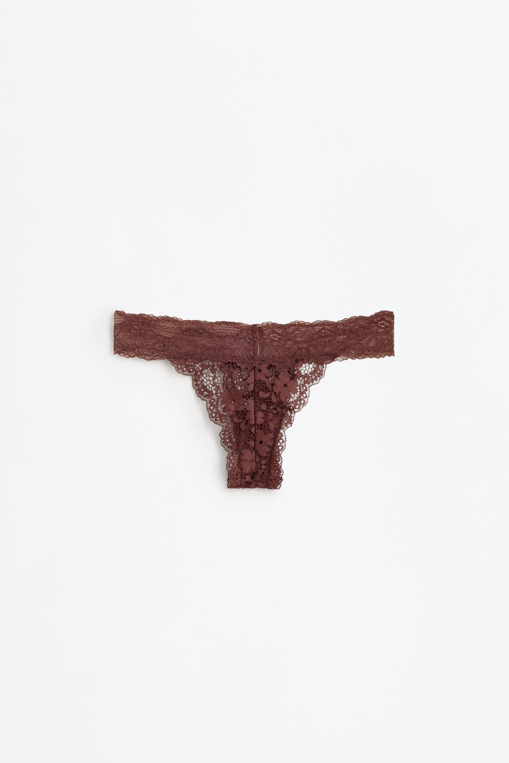 Lace thong — CHOCOLATE