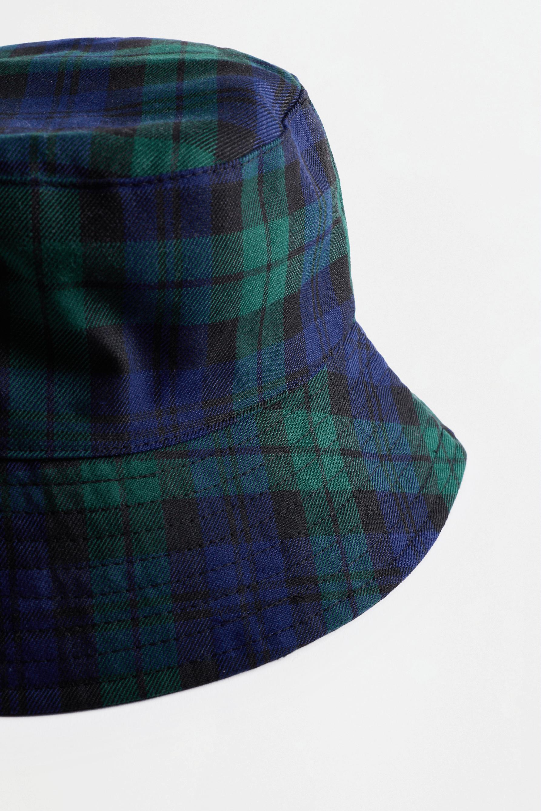 Reversible check bucket hat — GREENISH BLUE