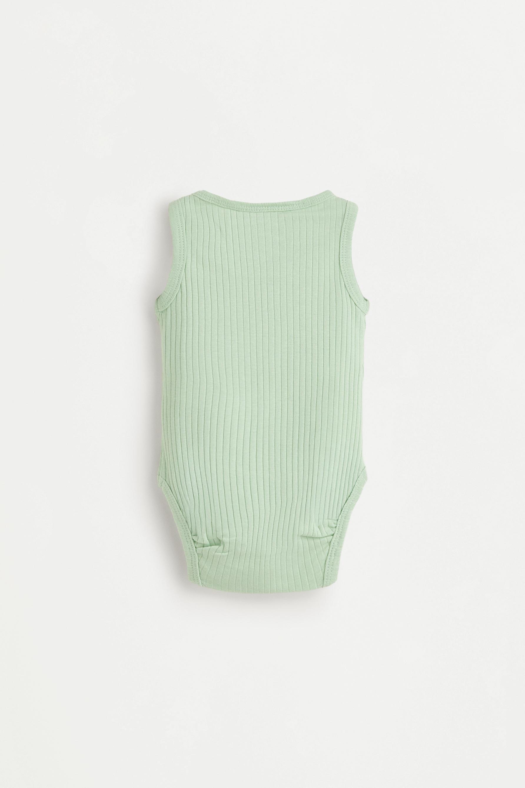 Pack of 2 ribbed sleeveless bodysuits — PALE GREEN