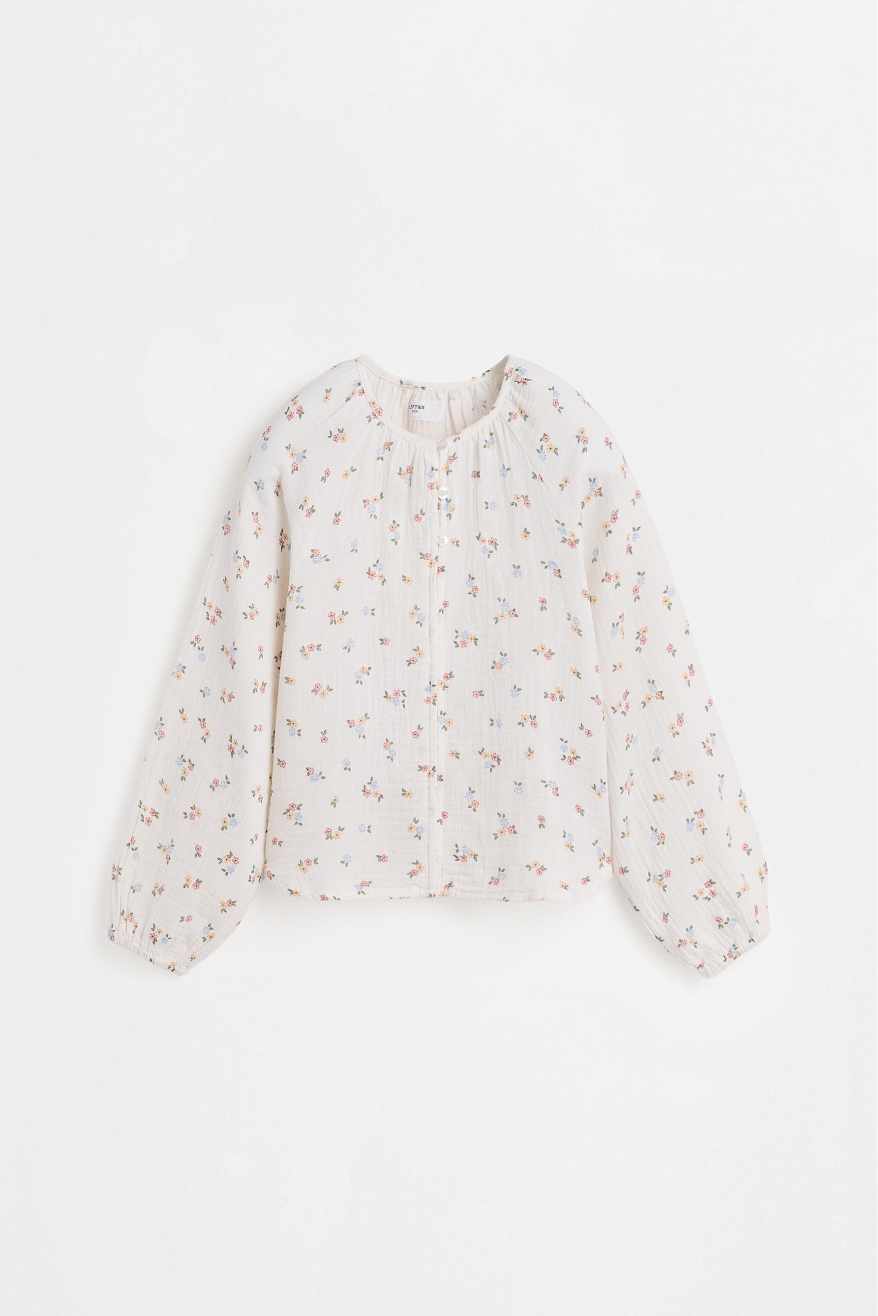 Printed double gauze blouse — PINK