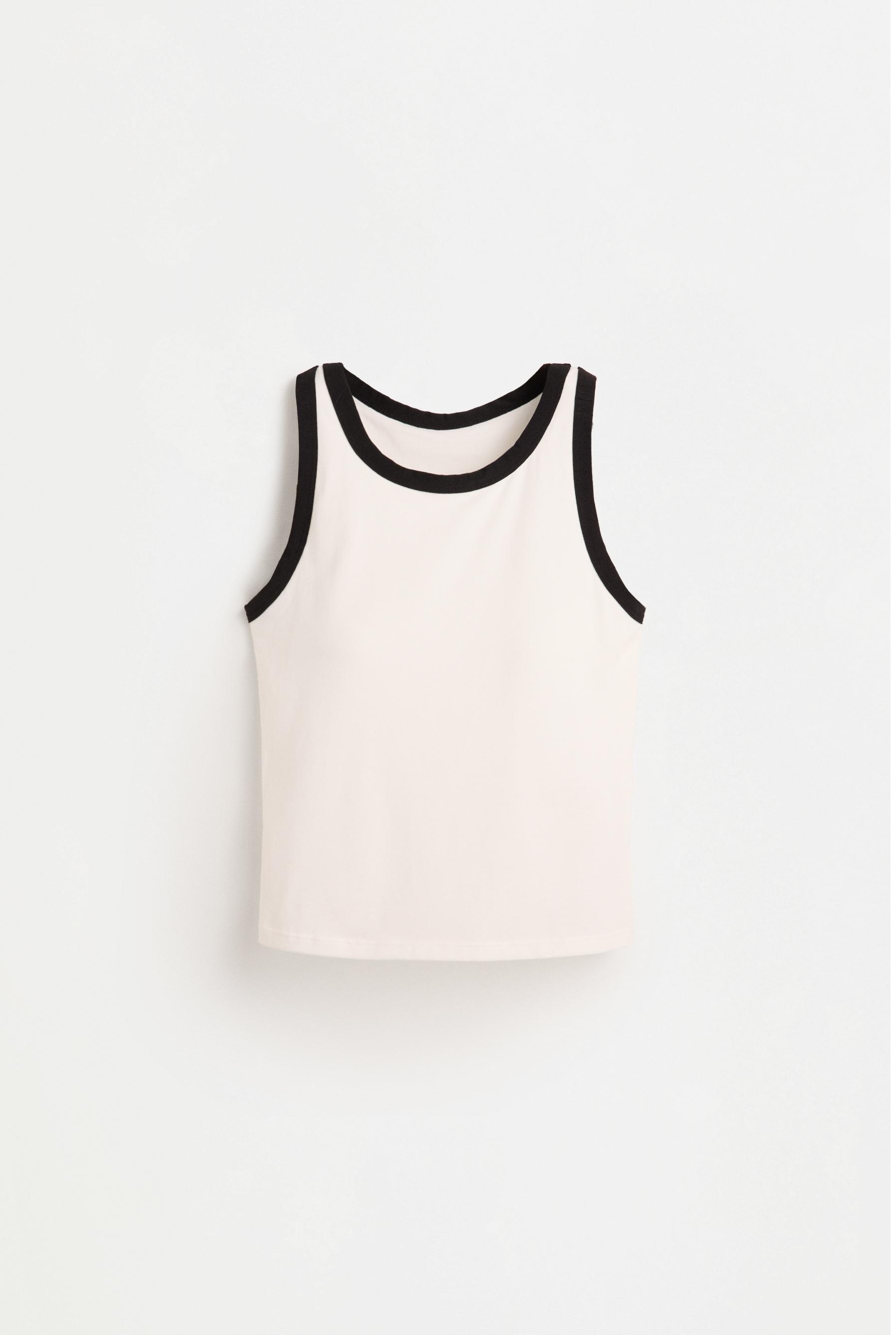 Top with built-in bra — WHITE/BLACK