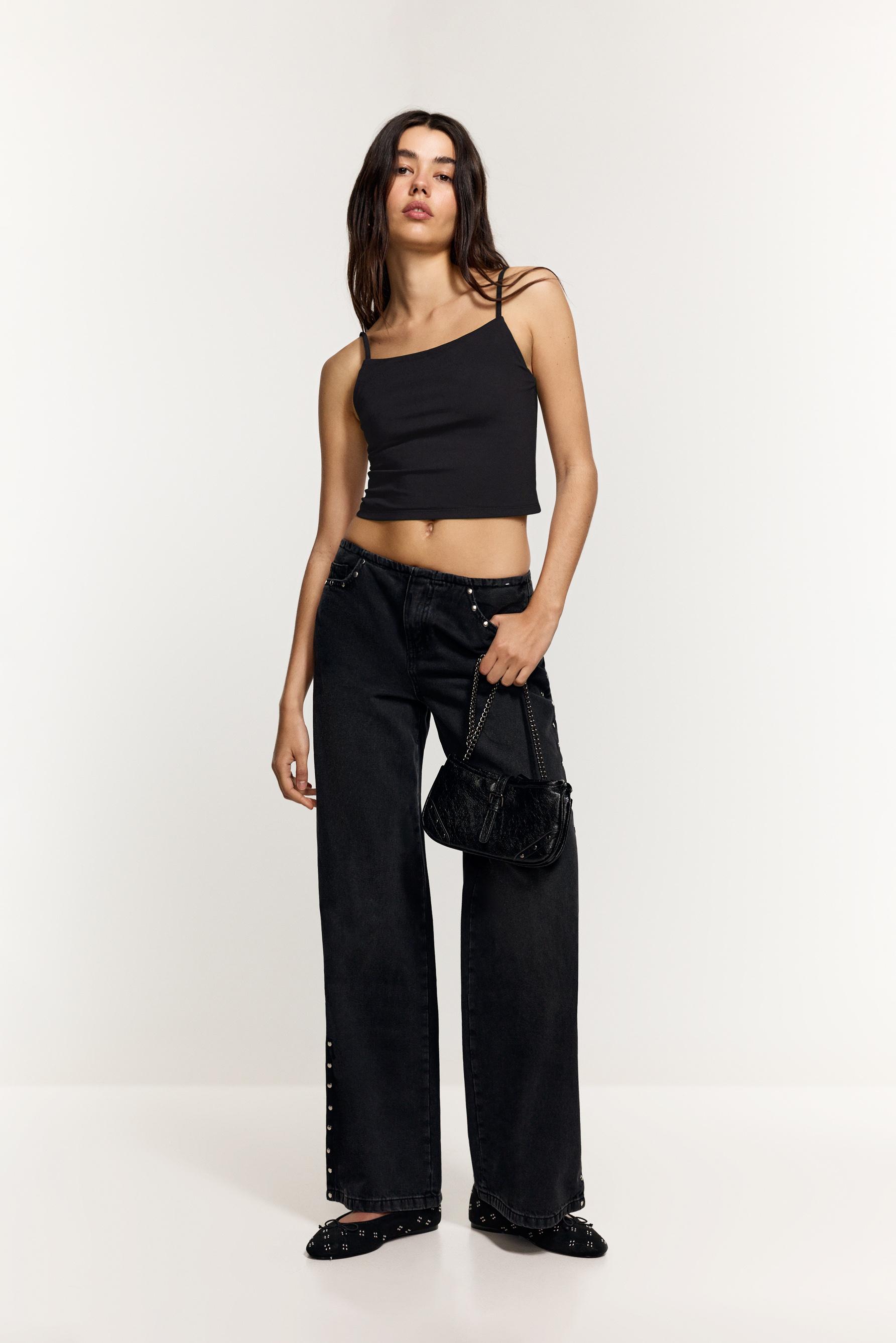 Polyamide strap top — BLACK