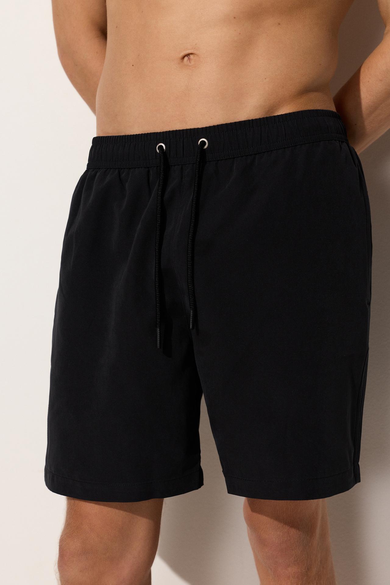 Basic long swim trunks — BLACK