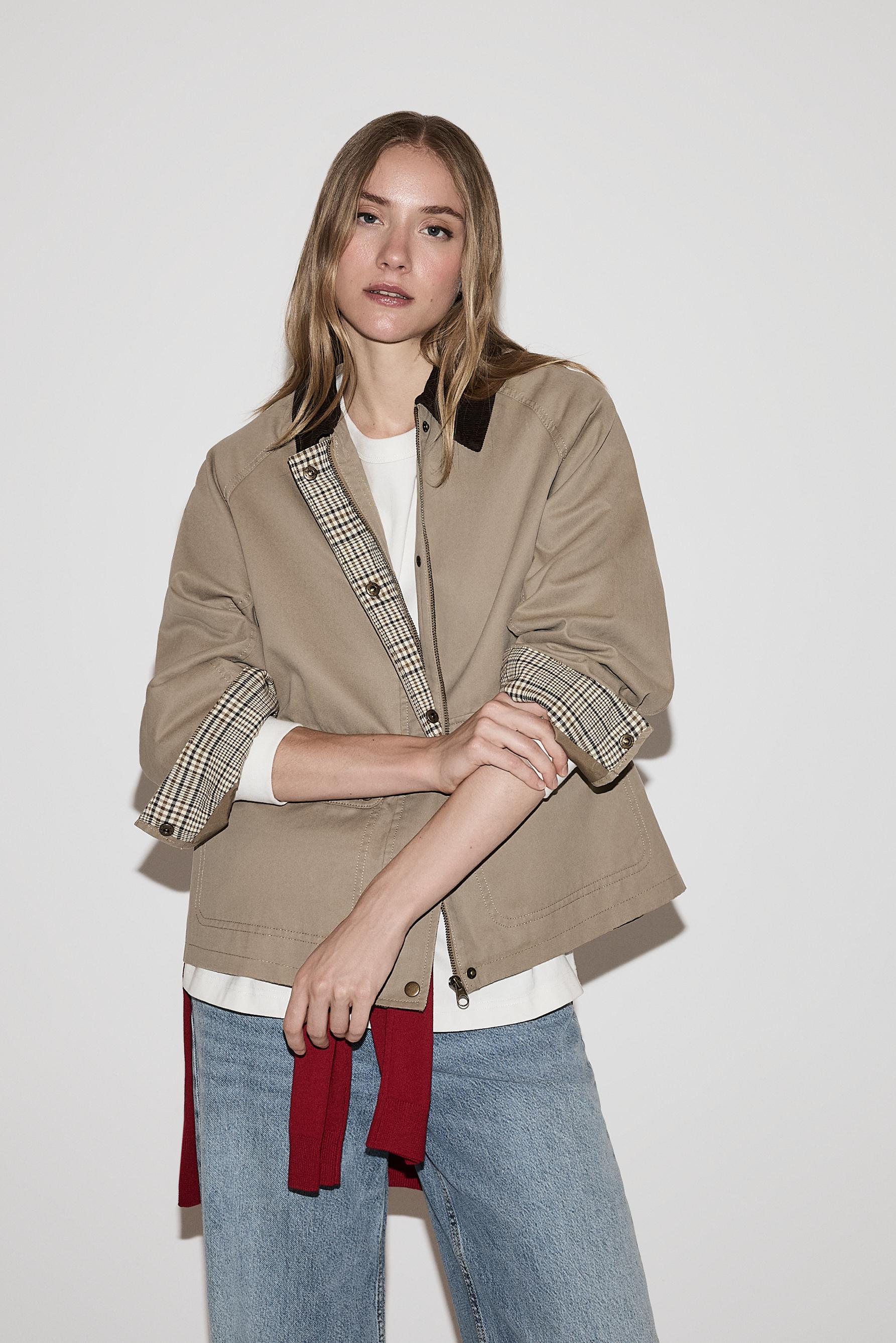 Waxed corduroy collar jacket — BEIGE