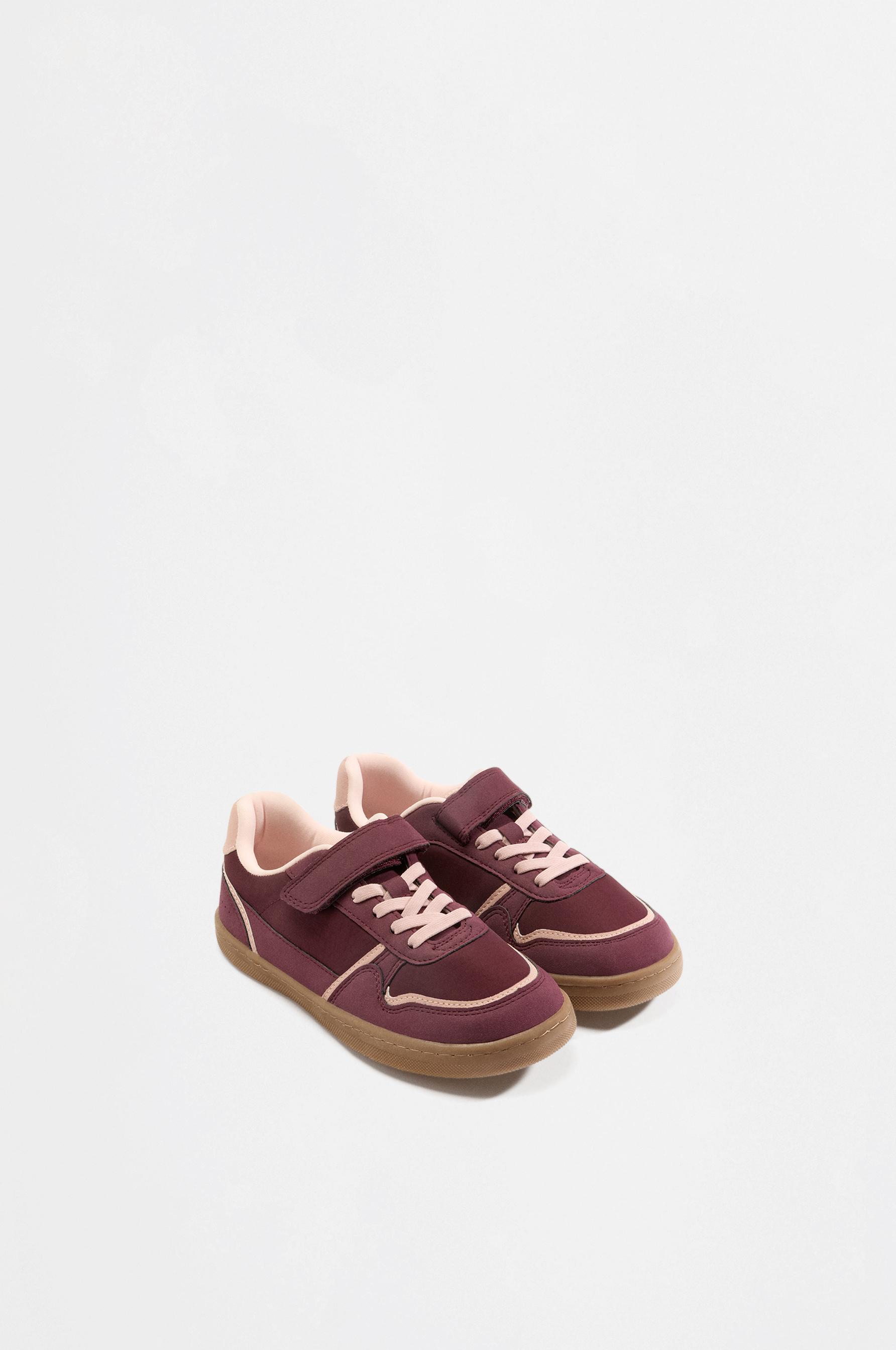 Barefoot Mixed-Material Sneakers — BURGUNDY