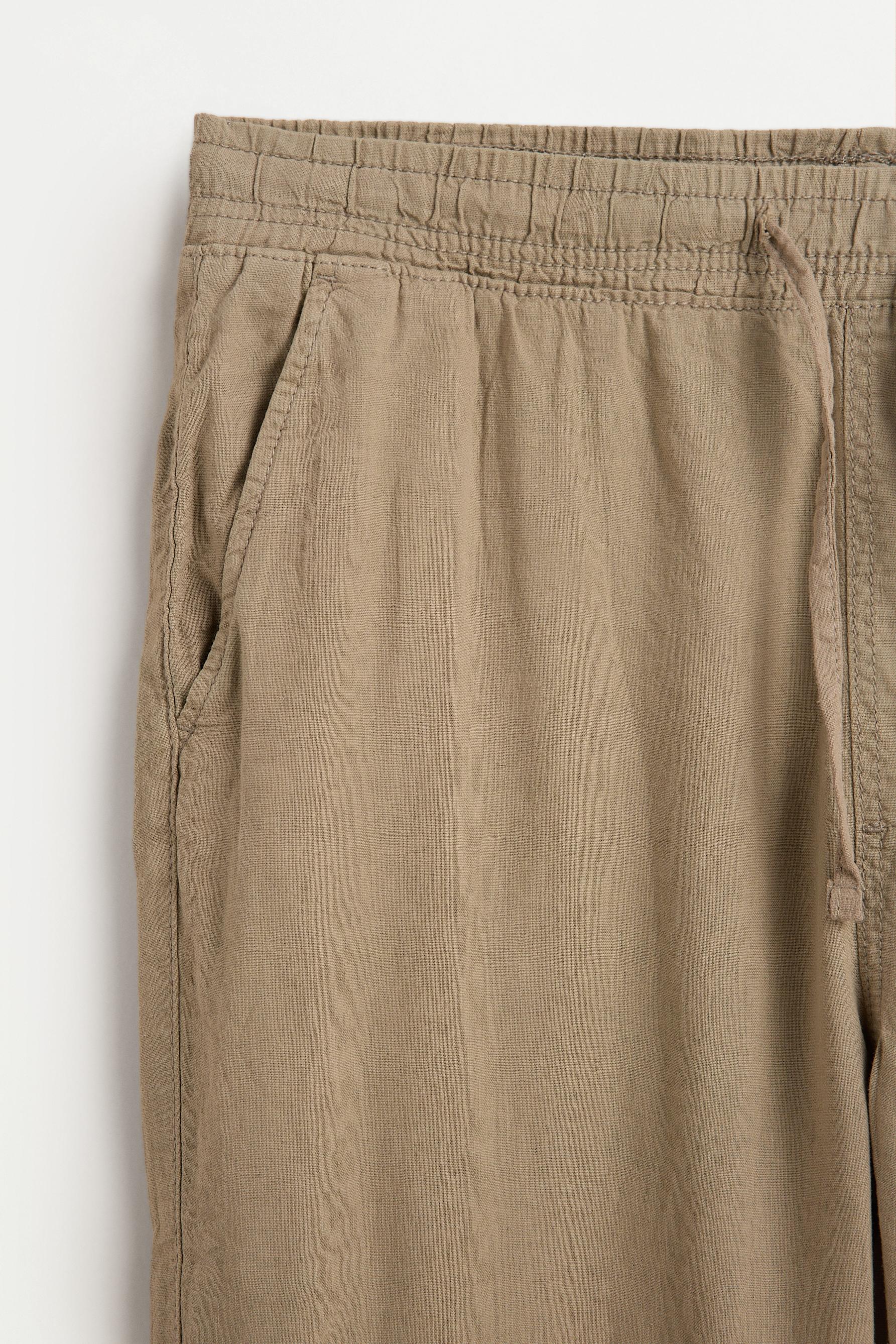 Linen-cotton jogger trousers — KHAKI