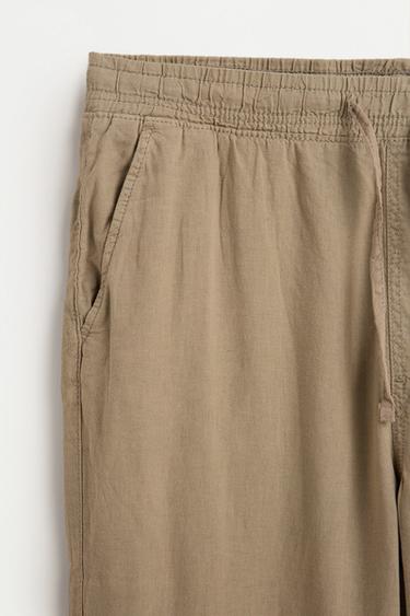 Linen-cotton jogger trousers — KHAKI 7