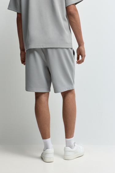 Textured tracksuit Bermuda shorts — PALE GREY 4