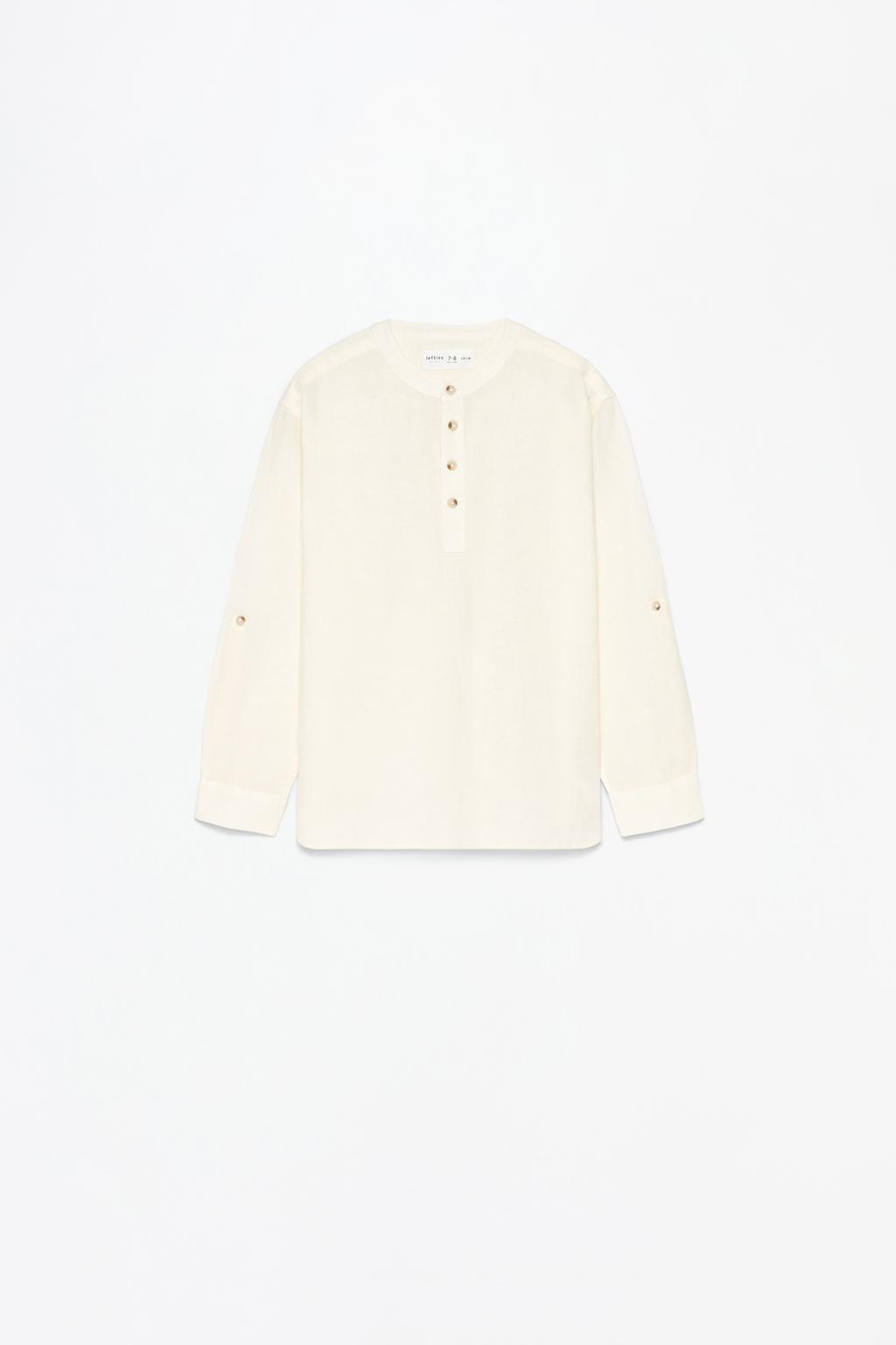 Linen - cotton shirt with a stand collar