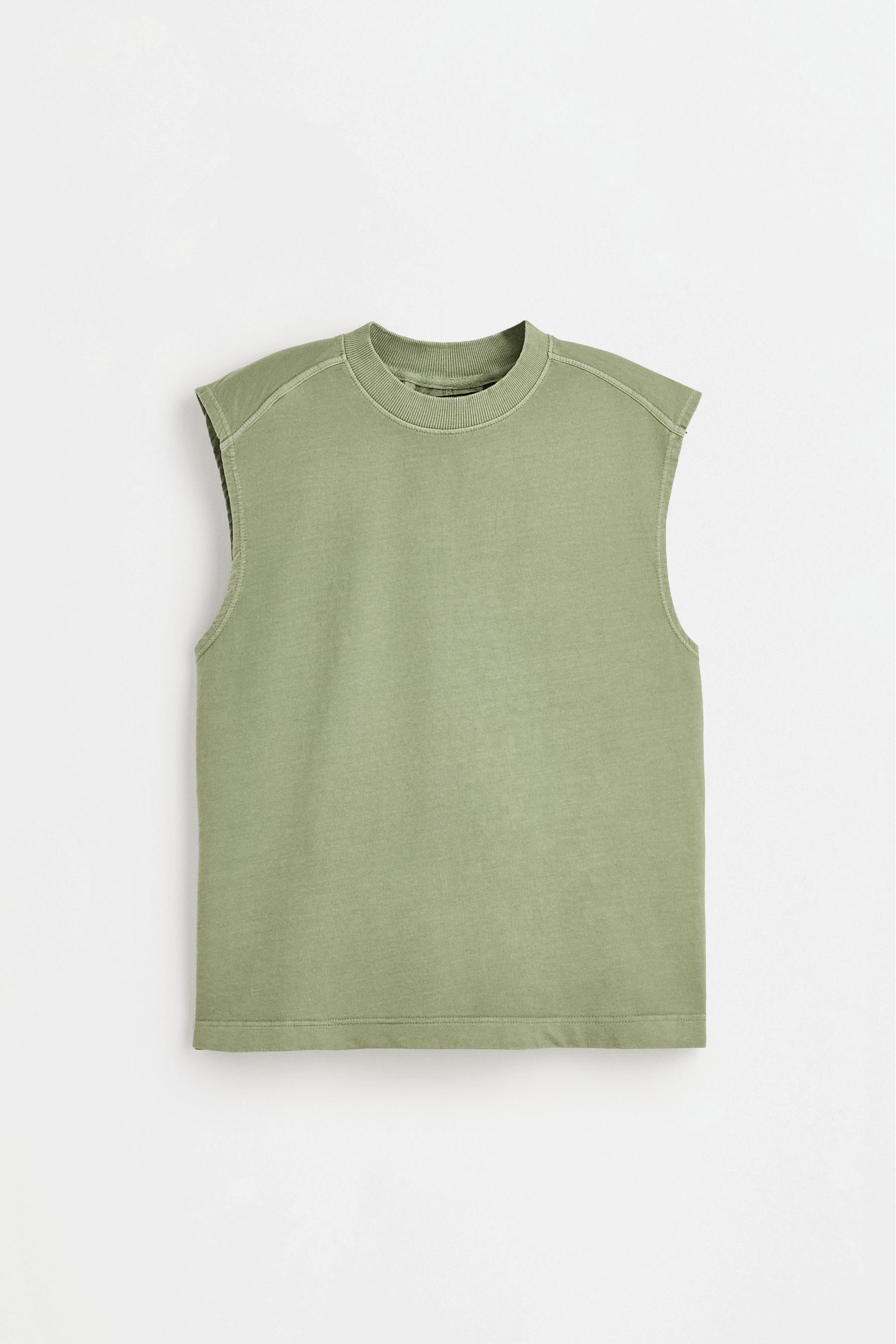 Washed-effect sleeveless sweatshirt — PALE KHAKI