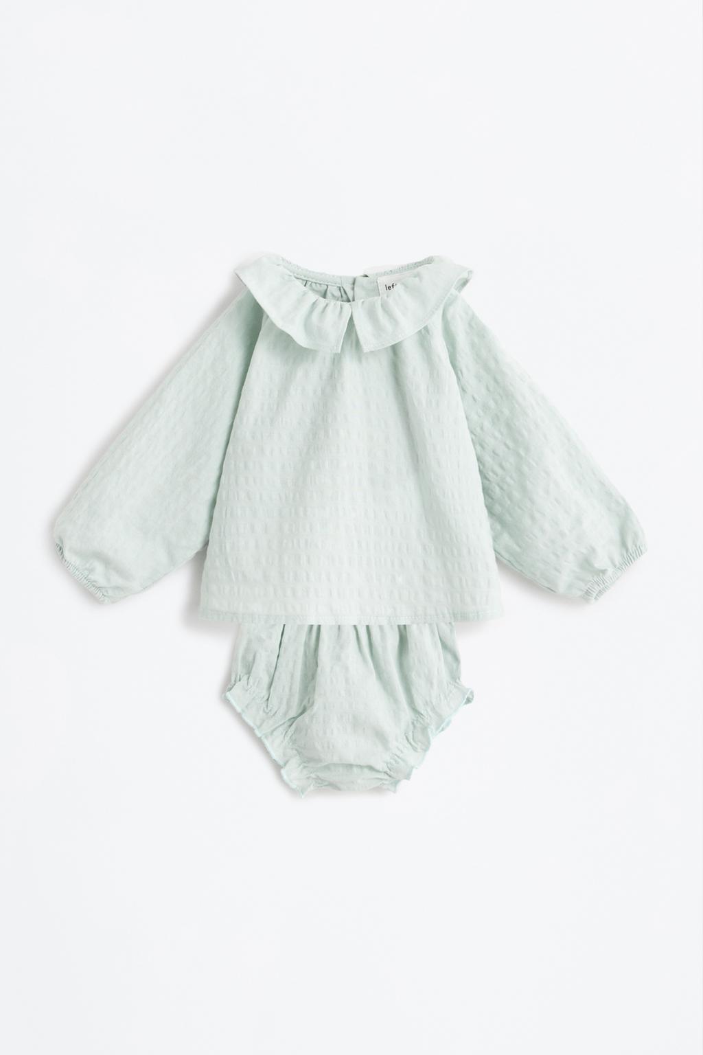 Textured blouse and briefs co-ord