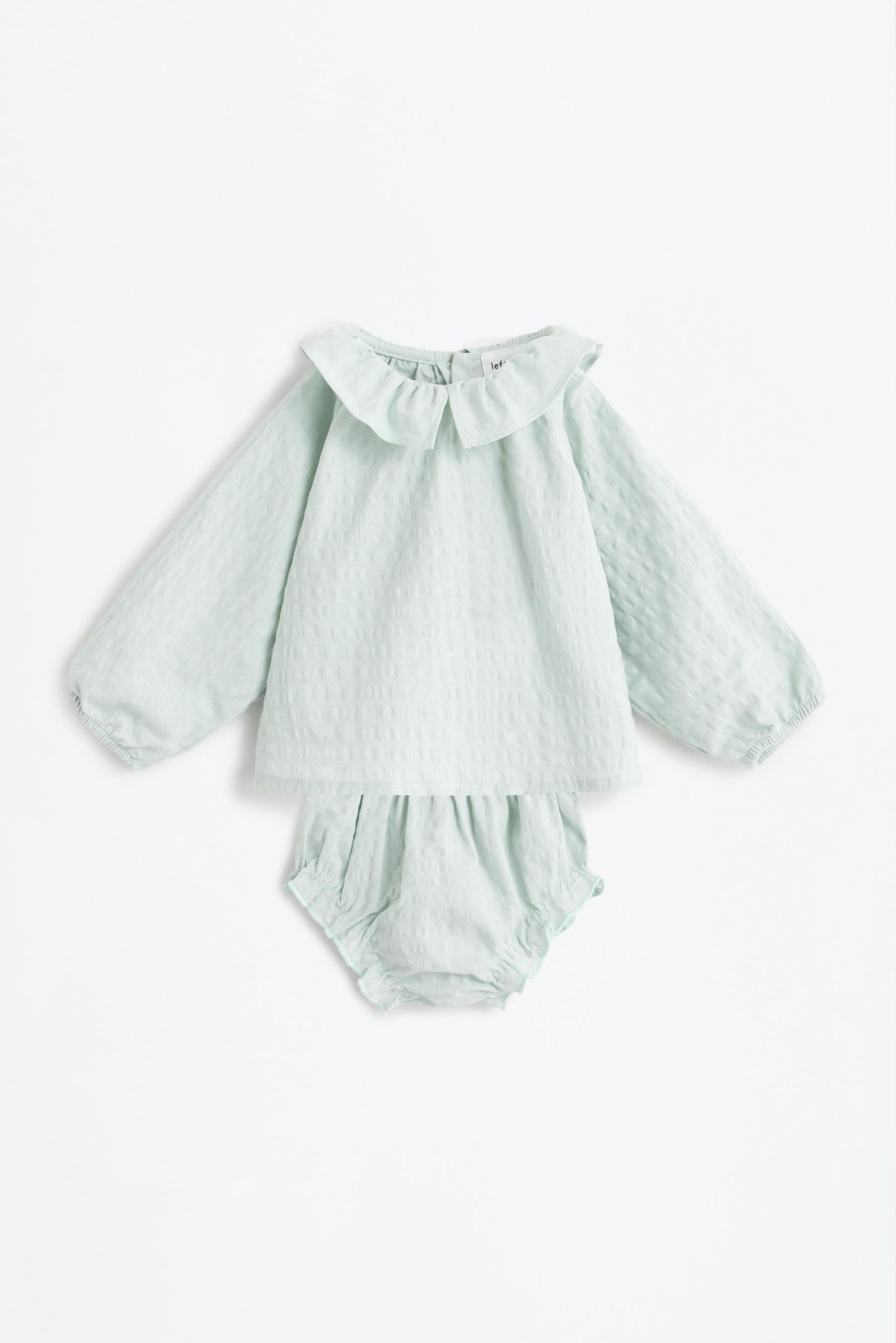 Conjunto blusa y ranita textura