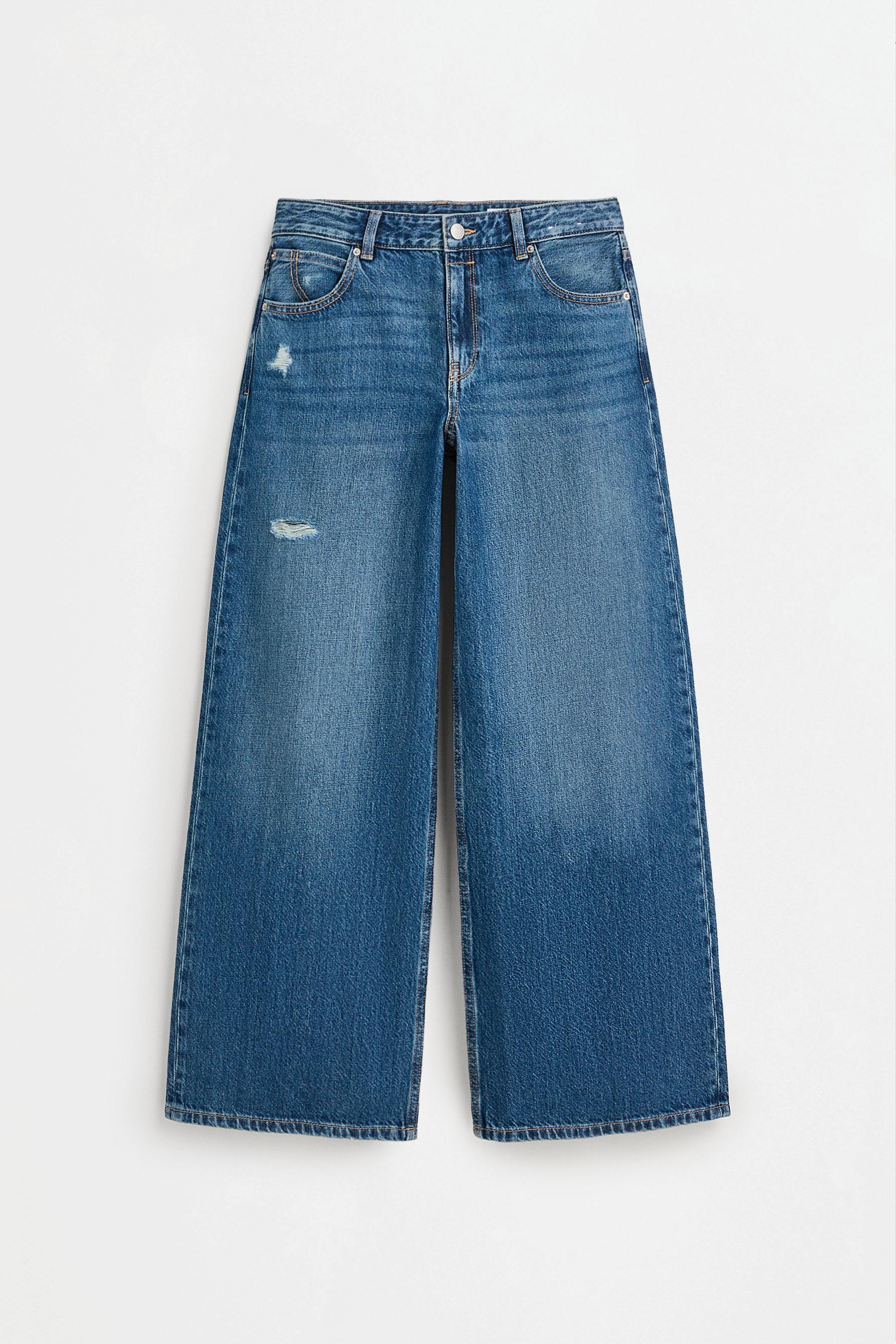 Wide-leg low-waist jeans — DARK BLUE